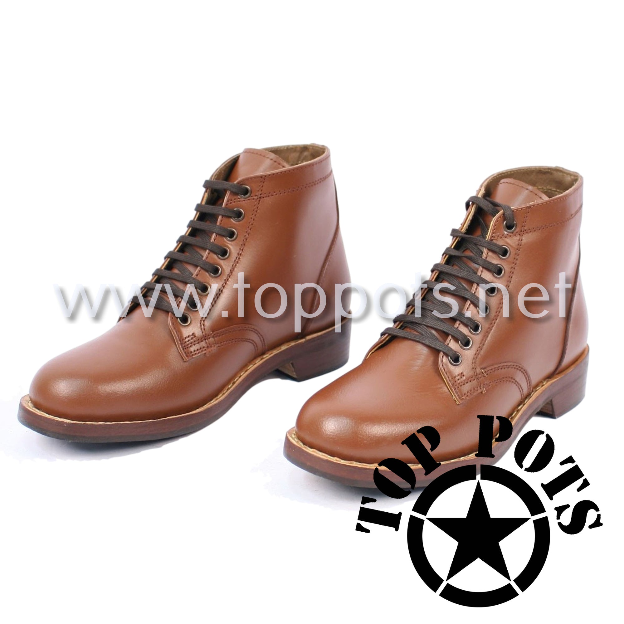 WWII US Army Reproduction M1943 Leather WAC Officer and Enlisted Uniform Russet Brown Service Field Boots – High Ankle Cut