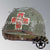 WWII US Army Aged Original M1 Infantry Helmet Swivel Bale Shell and Liner with Single Panel Medic NCO Emblem with Net