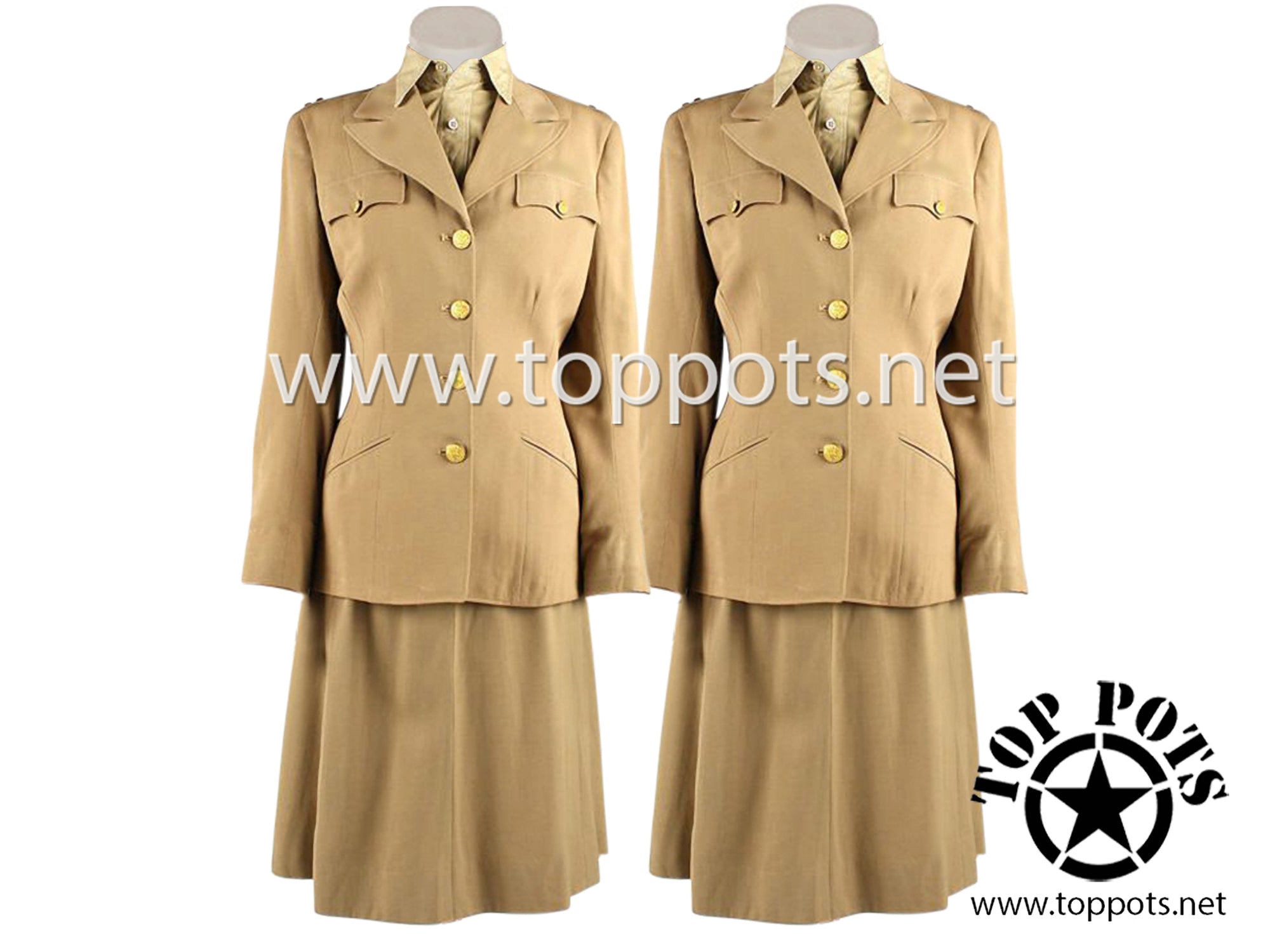 WWII US Army Reproduction Cotton Khaki Tan WAC Enlisted Summer Uniform Jacket and Skirt – Uniform Set (Coat and Skirt Only)