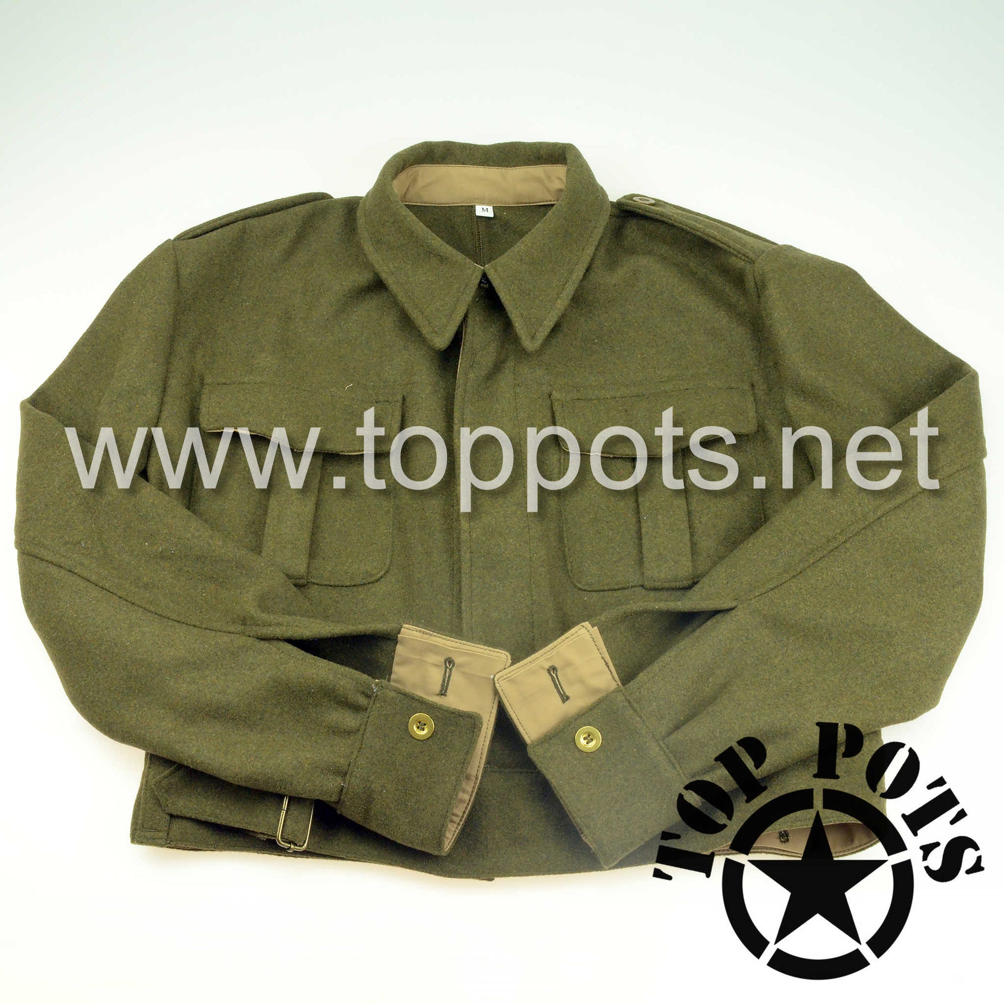 WWII Canadian Army Reproduction M1937 P37 Wool Enlisted Uniform Battledress Jacket – Khaki Green Wool