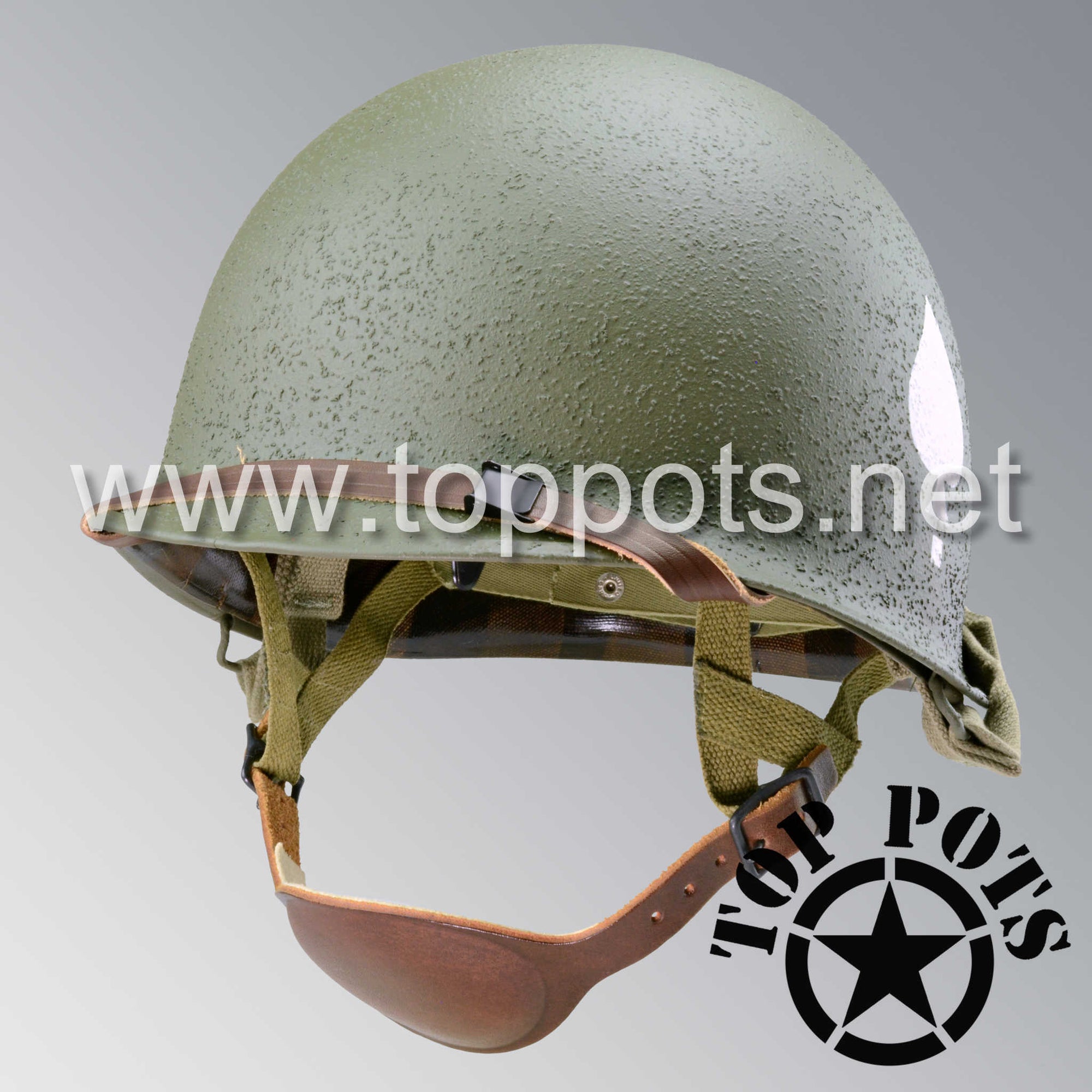WWII US Army Restored Original M1C Paratrooper Airborne Helmet Swivel Bale Shell and Liner with 506th 2nd Battalion PIR Emblem