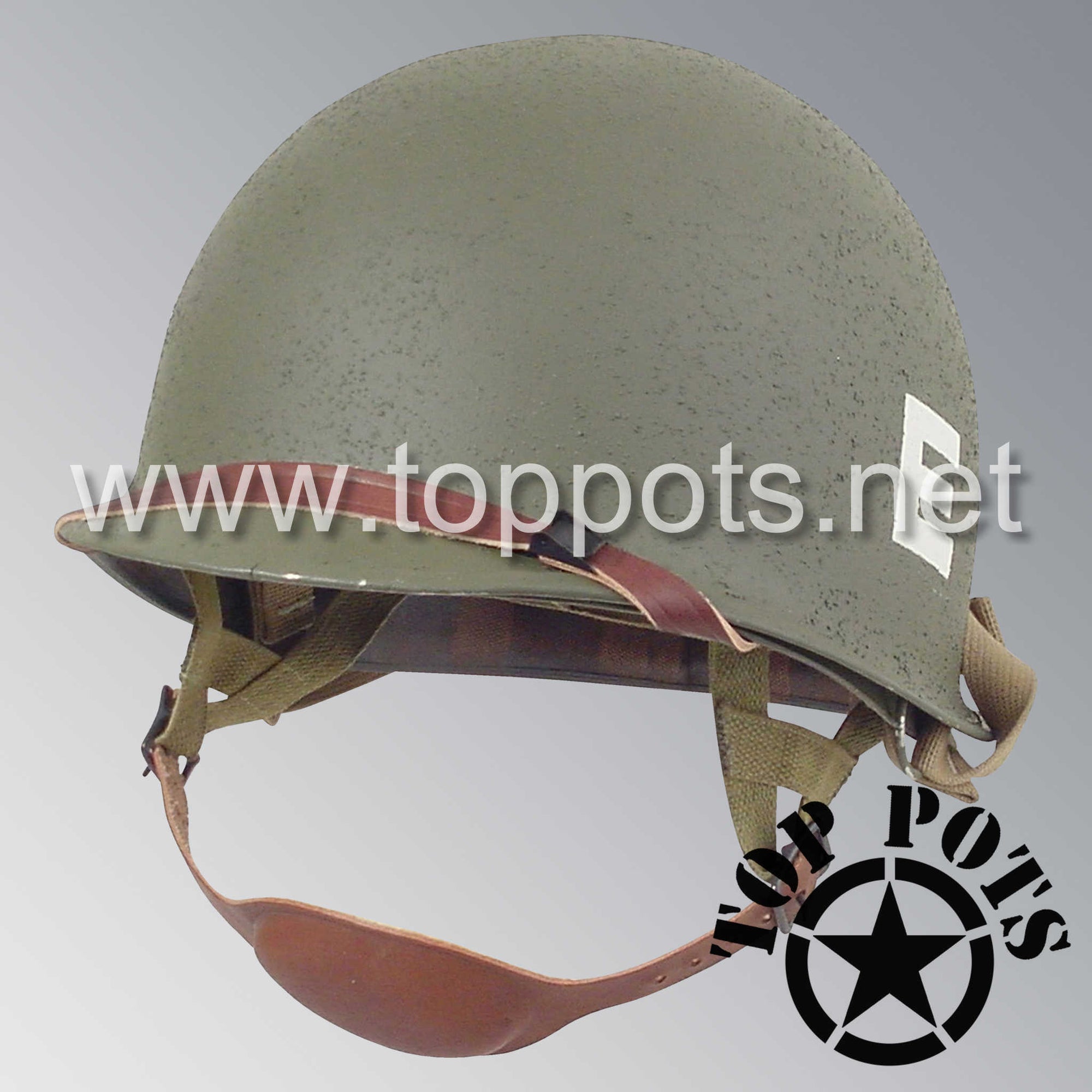 WWII US Army Restored Original M2 Paratrooper Airborne Helmet D Bale Shell and Liner with 101st Airborne 326th Engineer AEB Emblem