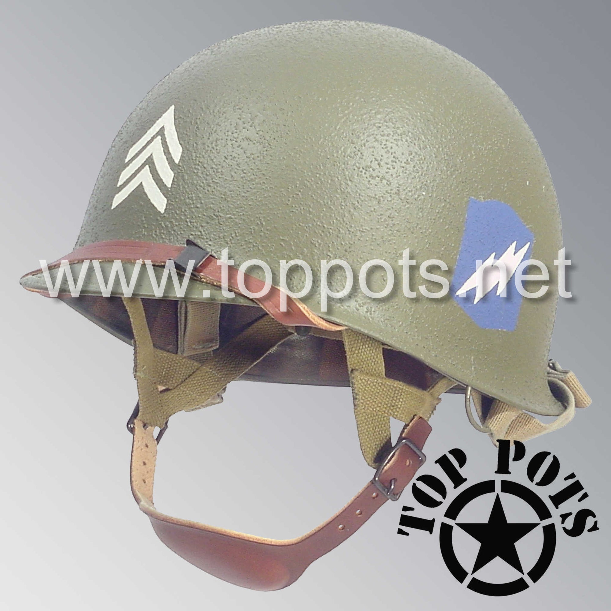 WWII US Army Restored Original M2 Paratrooper Airborne Helmet D Bale Shell and Liner with 507th PIR NCO Emblem