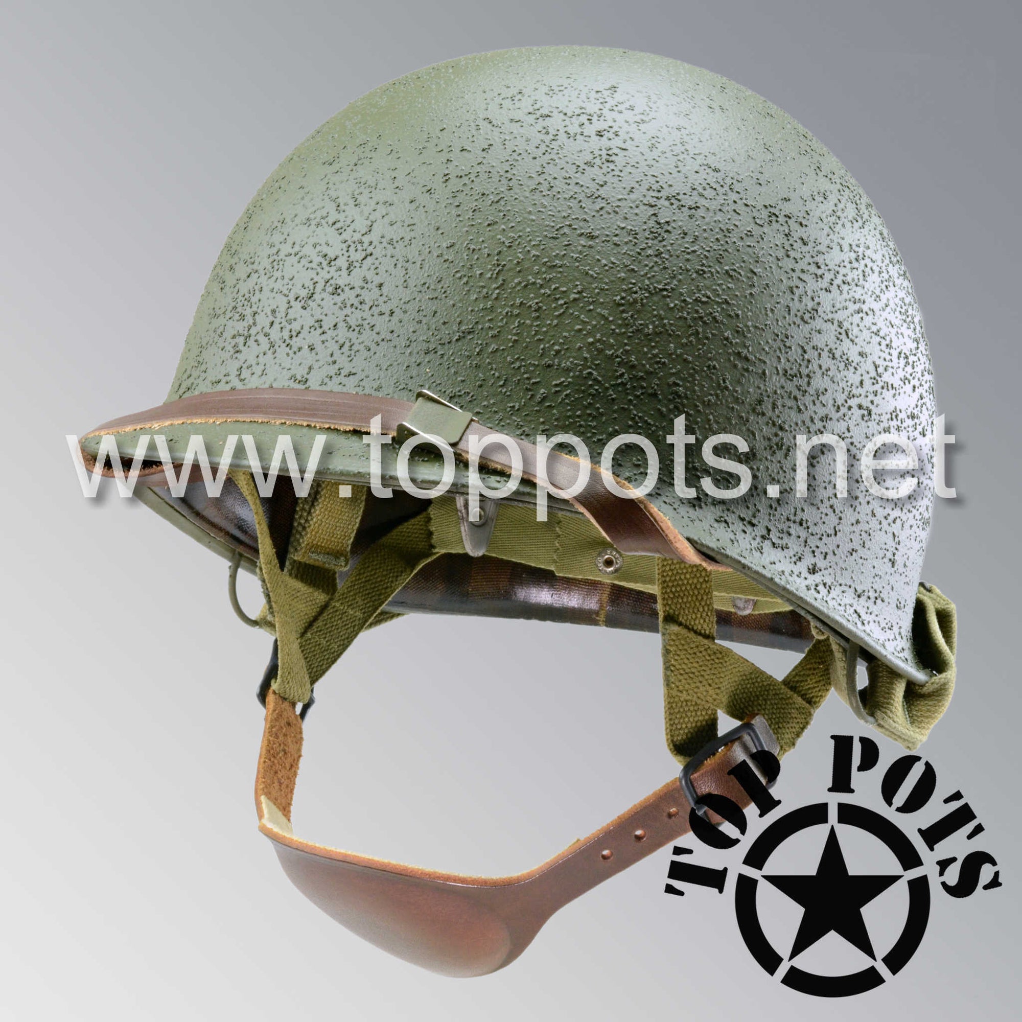 WWII US Army Restored Original M2 Paratrooper Airborne Helmet D Bale Shell and Liner with Inland A Straps