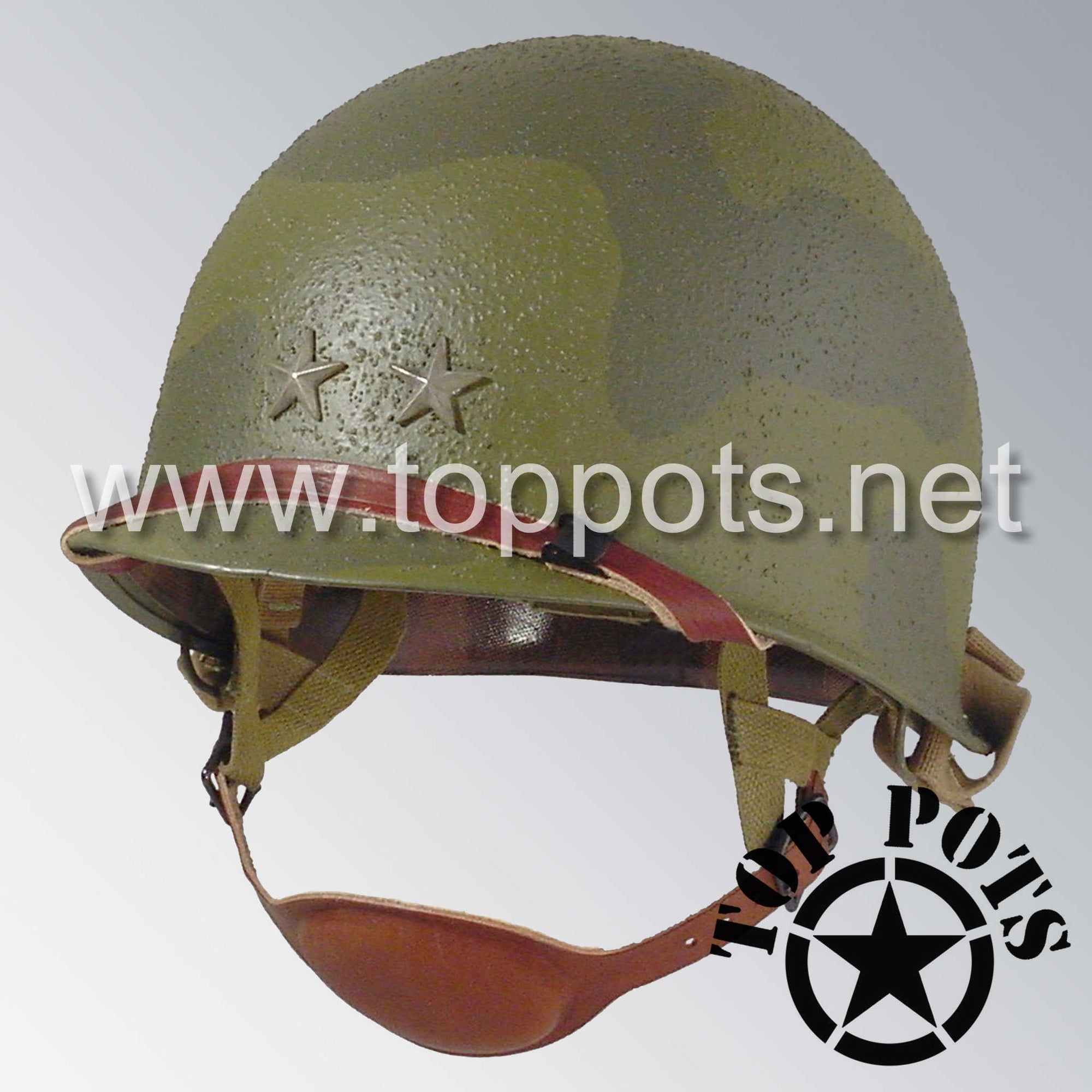 WWII US Army Restored Original M2 Paratrooper Airborne Helmet D Bale Shell and Liner with General Ridgeway 82nd Airborne Emblem