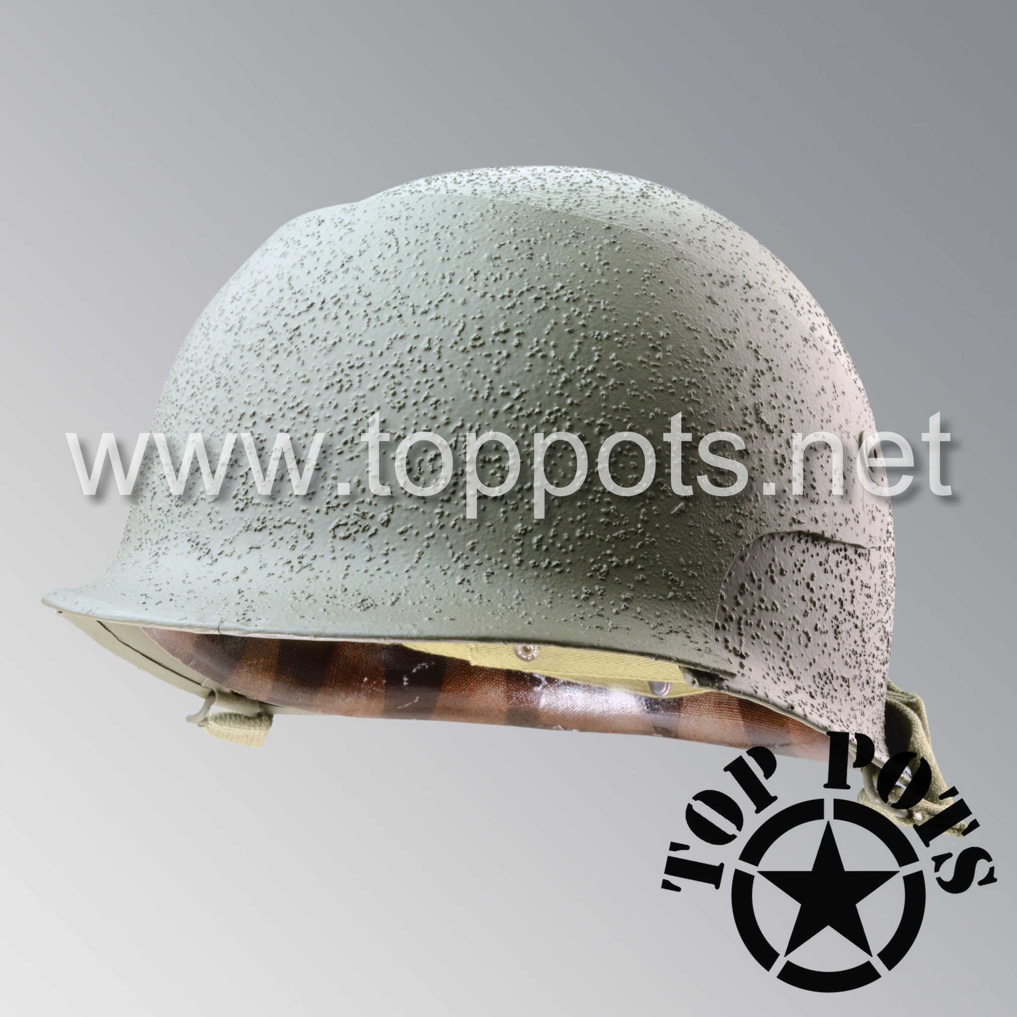 WWII US Army Restored Original T14 Combat Photographer Helmet and Liner 166th Signal Photographic Company