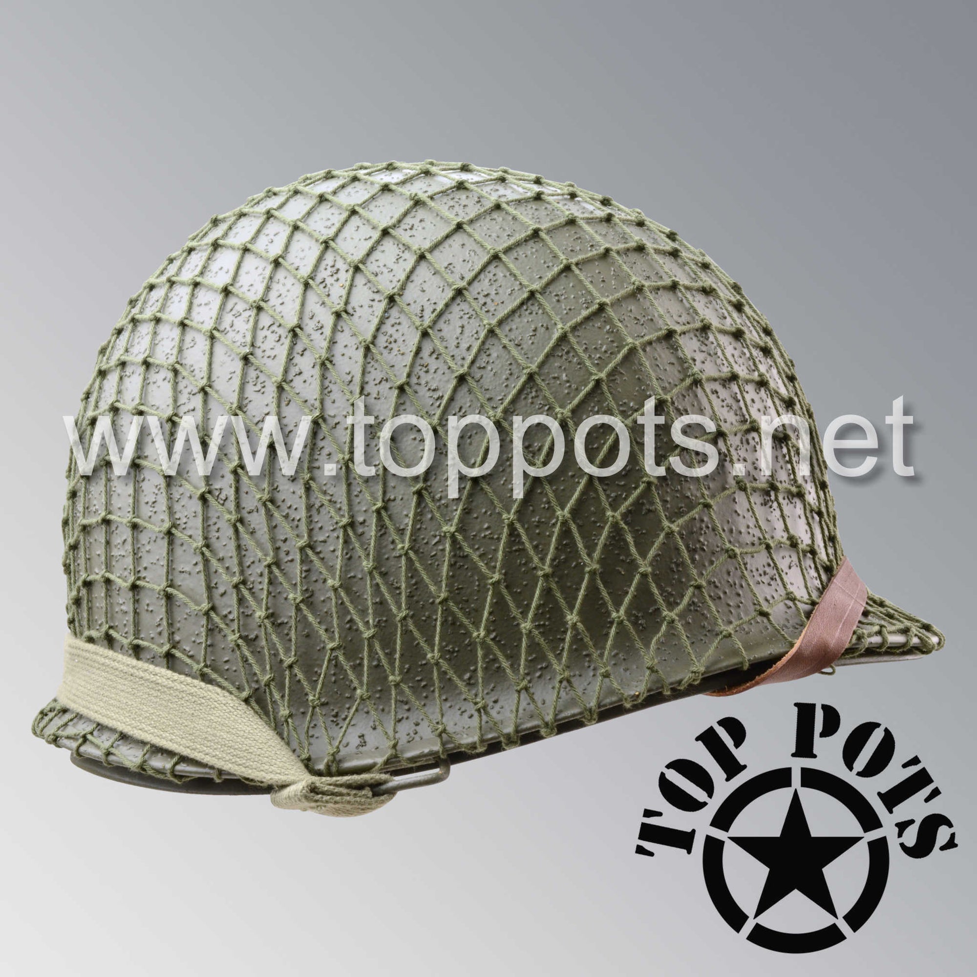 WWII US Army Original M1 Infantry or M1C Paratrooper Airborne Helmet Net - OD 7 Cotton (NET ONLY... HELMET NOT INCLUDED)