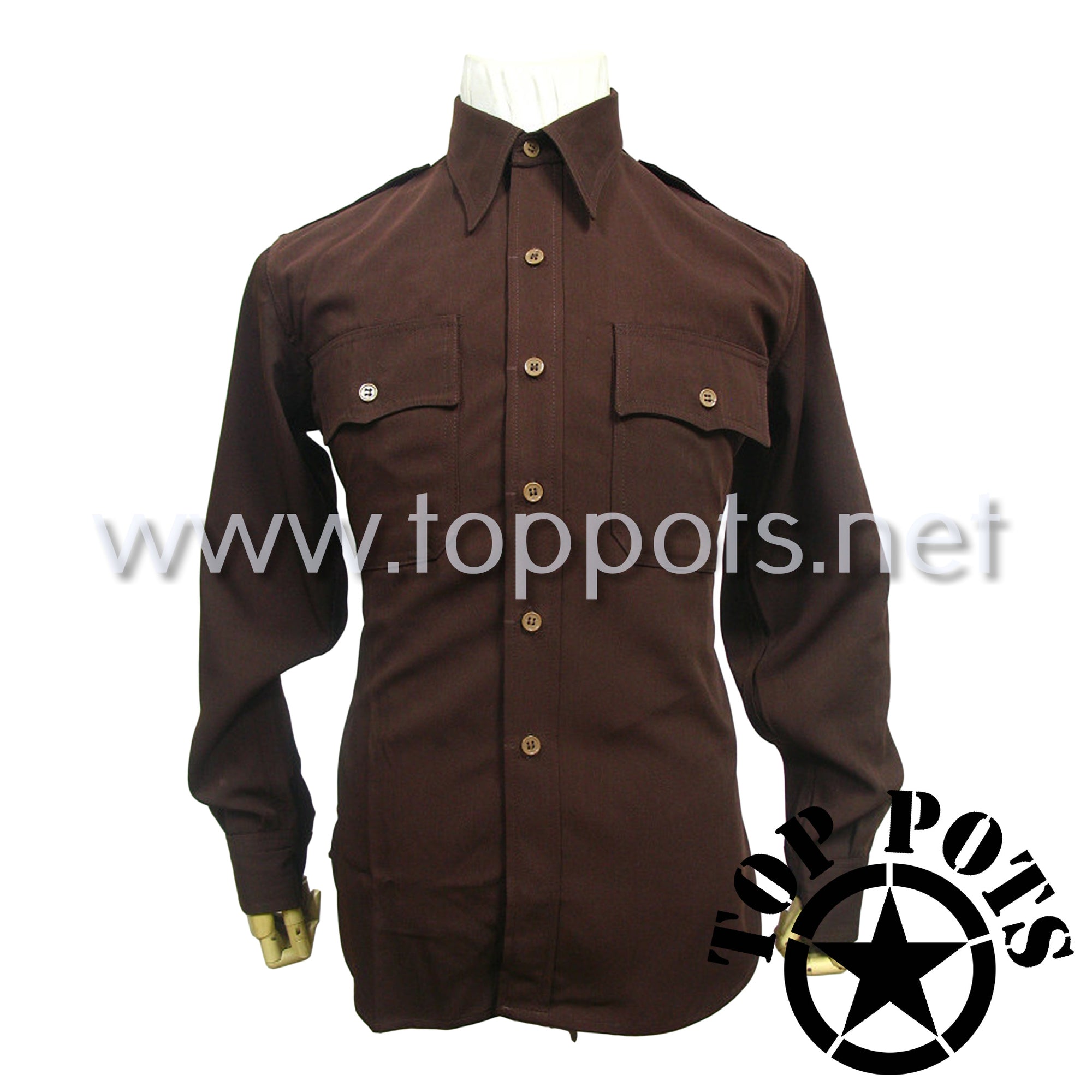 Featured Uniform - Reproduction WWII US Army Uniform Officer Service Shirt - Chocolate (Shirt Only)