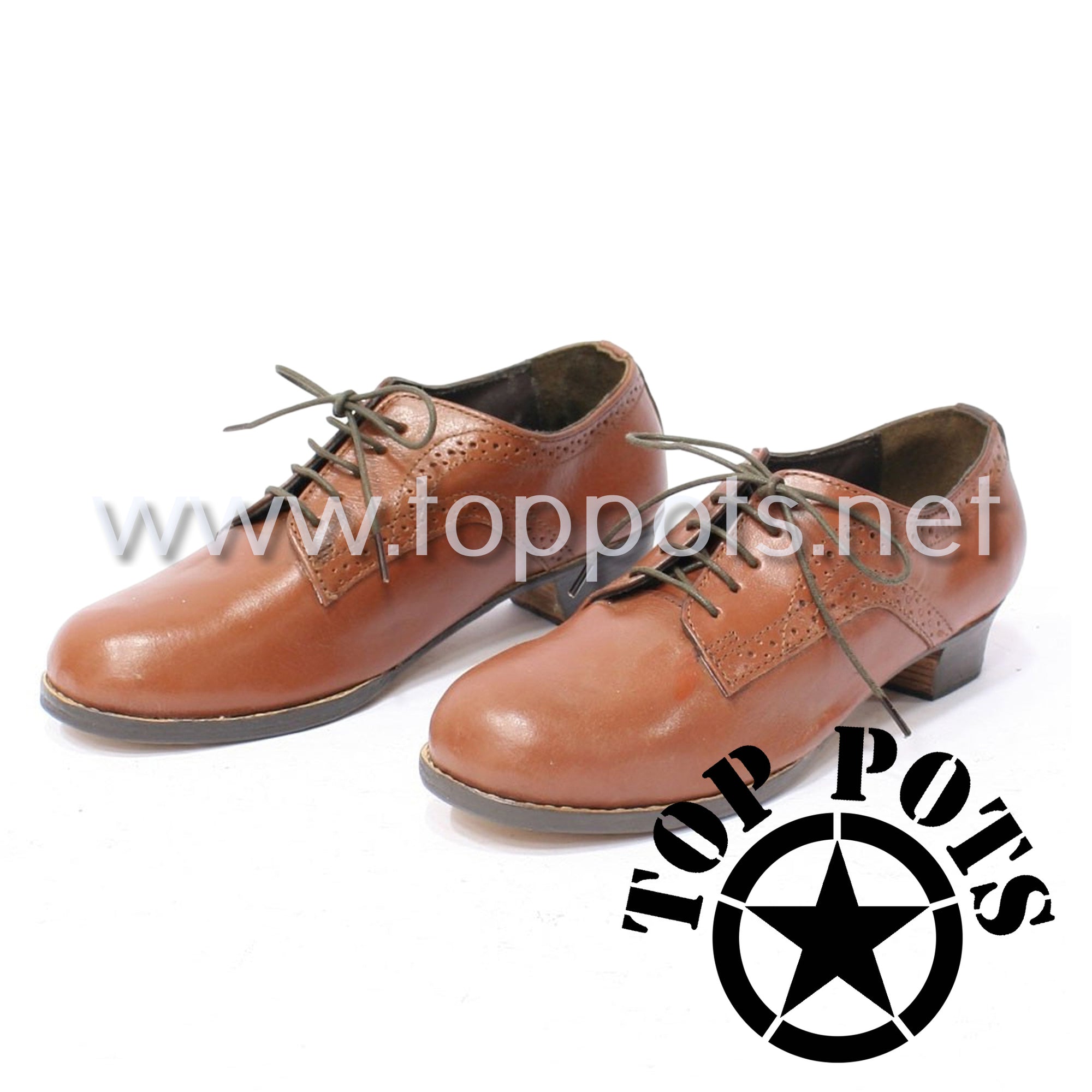 WWII US Army Reproduction Leather WAC Officer and Enlisted Uniform Russet Brown Service Shoe – Low Ankle Cut