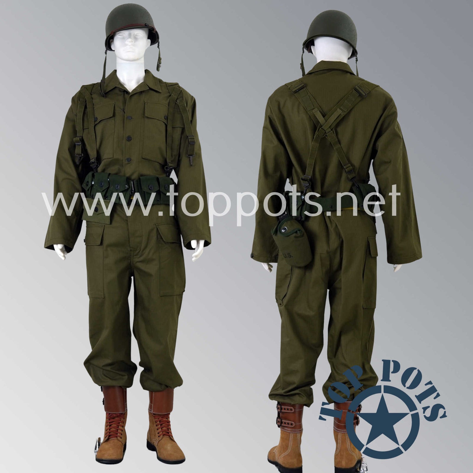 KOREAN WAR US ARMY AMERICAN INFANTRY UNIFORM & EQUIPMENT SET - NO HELMET (10 PIECES)
