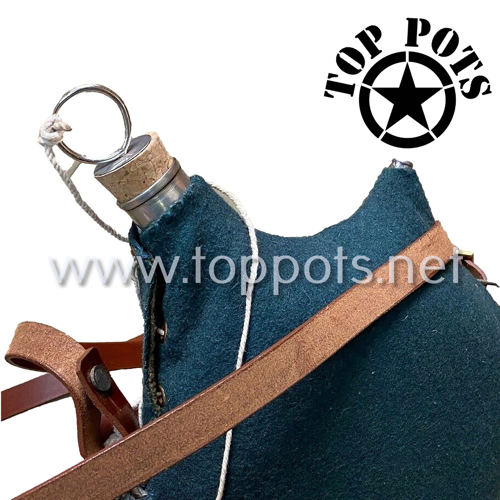 WWI French Army Reproduction Leather Uniform Combat Equipment Belt, Y Straps, Ammunition Pouches, Bayonet Frog and Canteen – Complete Set