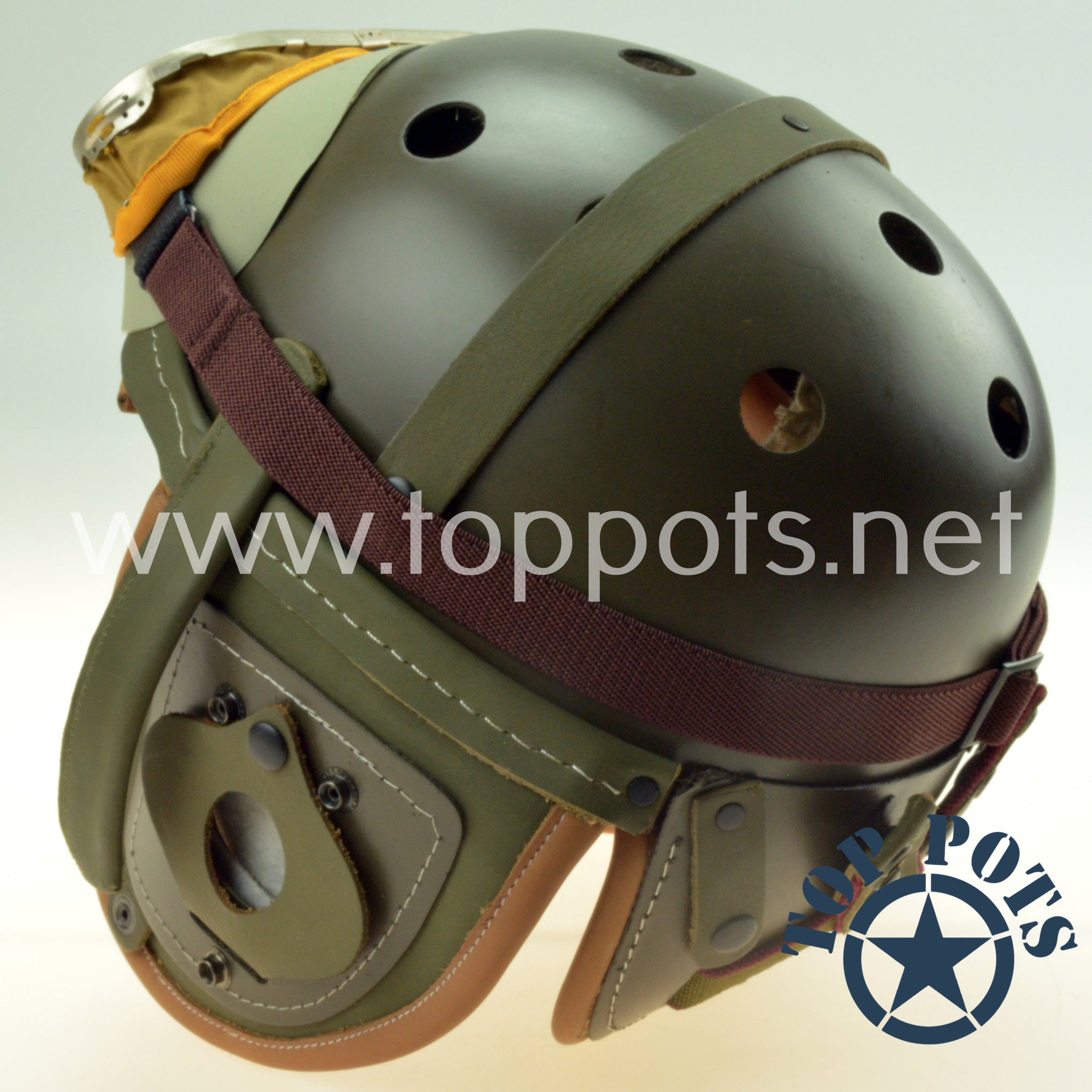 ww2 tanker goggles WWII US Army Reproduction M1938 Leather Armored Tanker Helmet with Gog - Top Pots