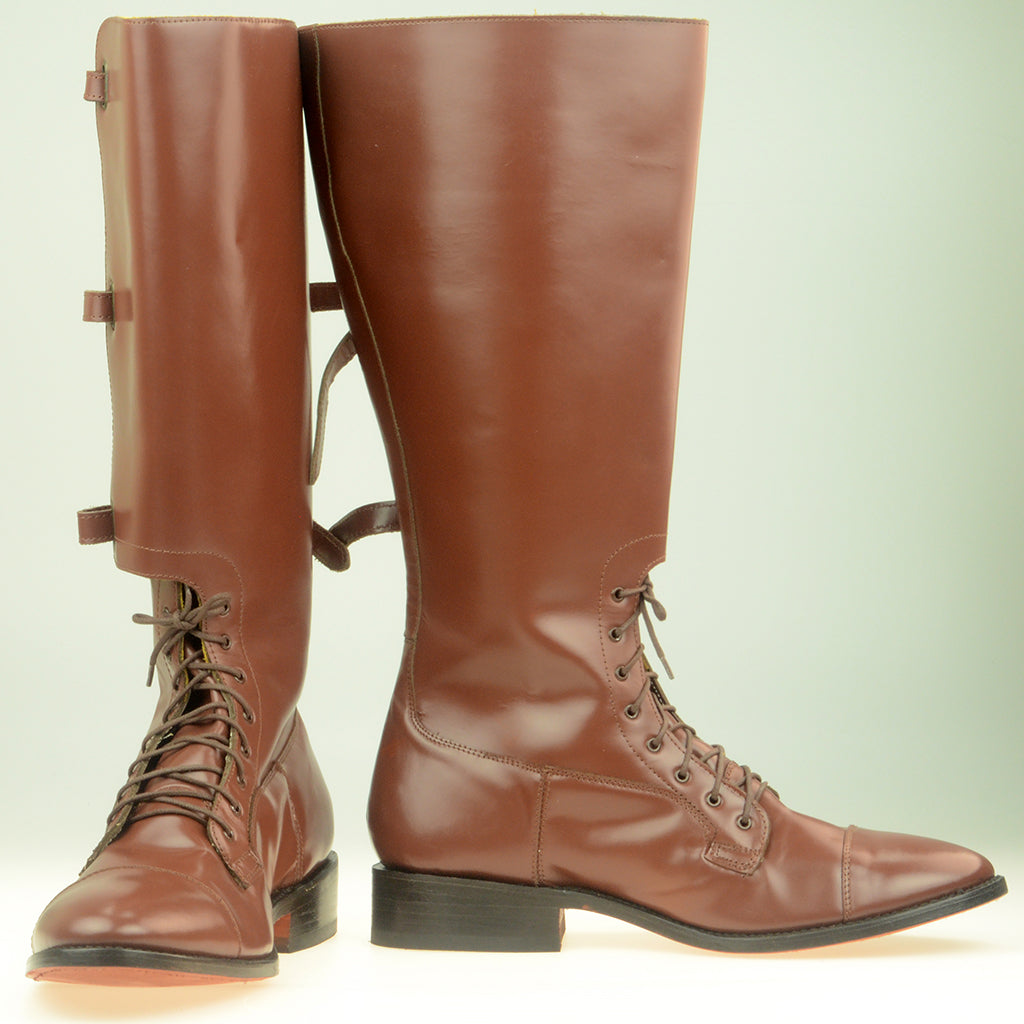 WWII US ARMY REPRODUCTION M1940 LEATHER CAVALRY OFFICER UNIFORM MOUNTED BOOTS - 3 BUCKLE