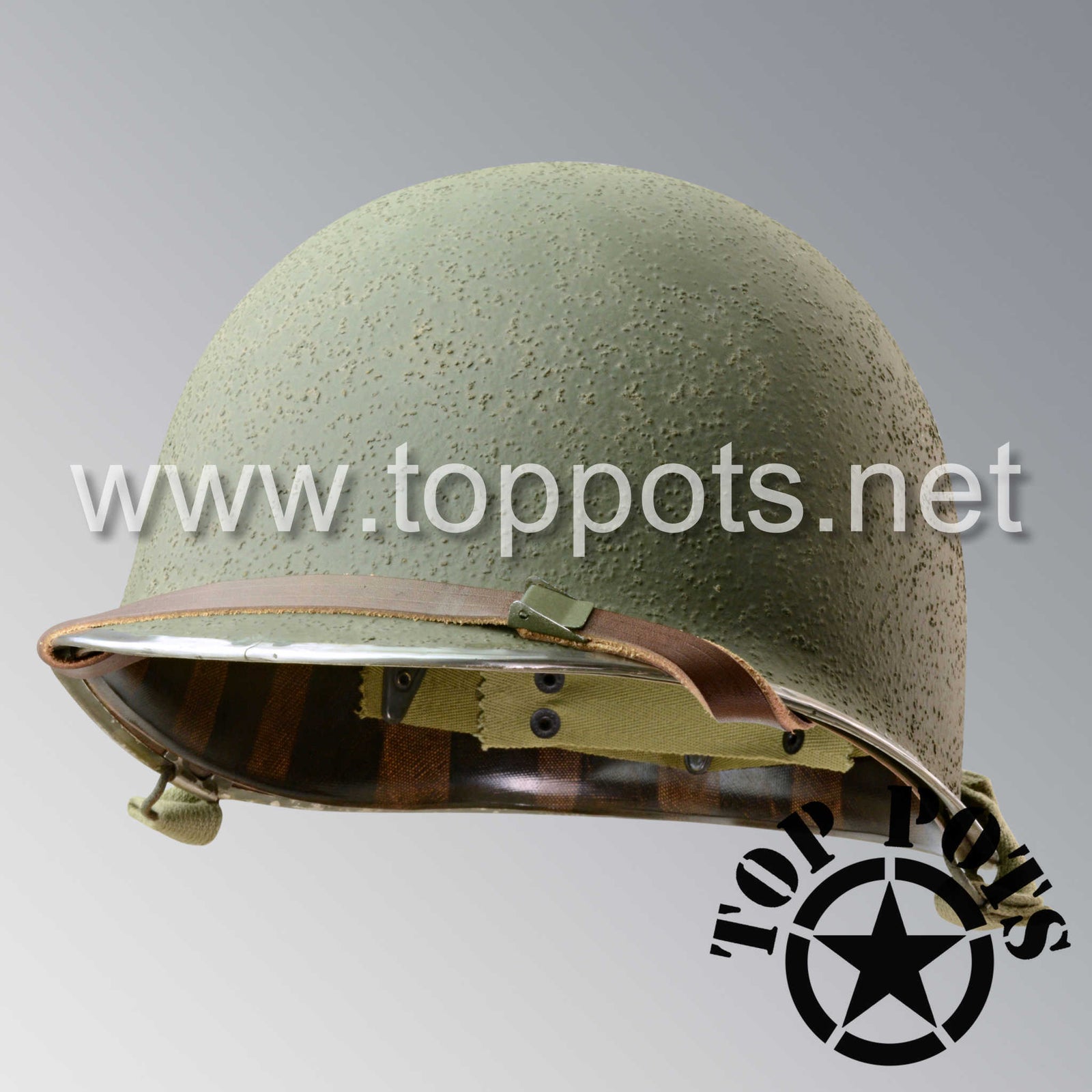 WWII US Army Aged Original M1 Infantry Helmet Swivel Bale Shell and Liner