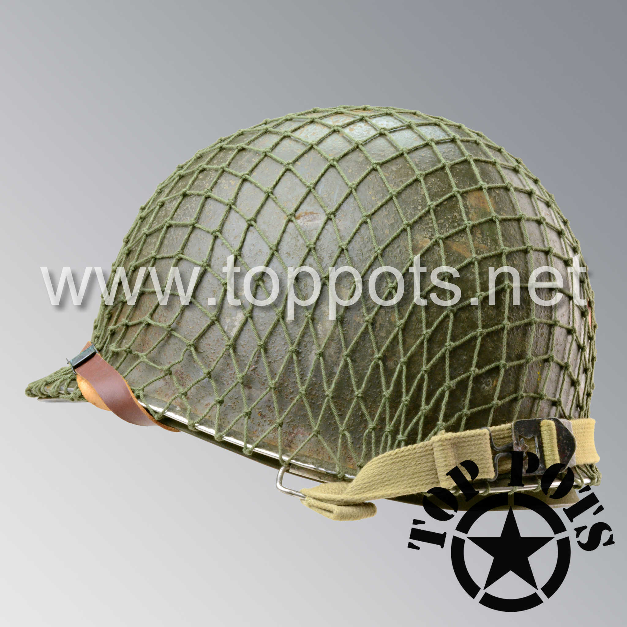 M1 Ranger Helmet WWII US Army Aged Original M1 Infantry Helmet Swivel Bale Shell and Li ...