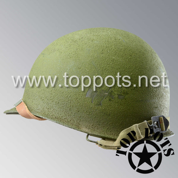 WWII US Army Aged Original M1 Infantry Helmet Swivel Bale Shell and Li ...