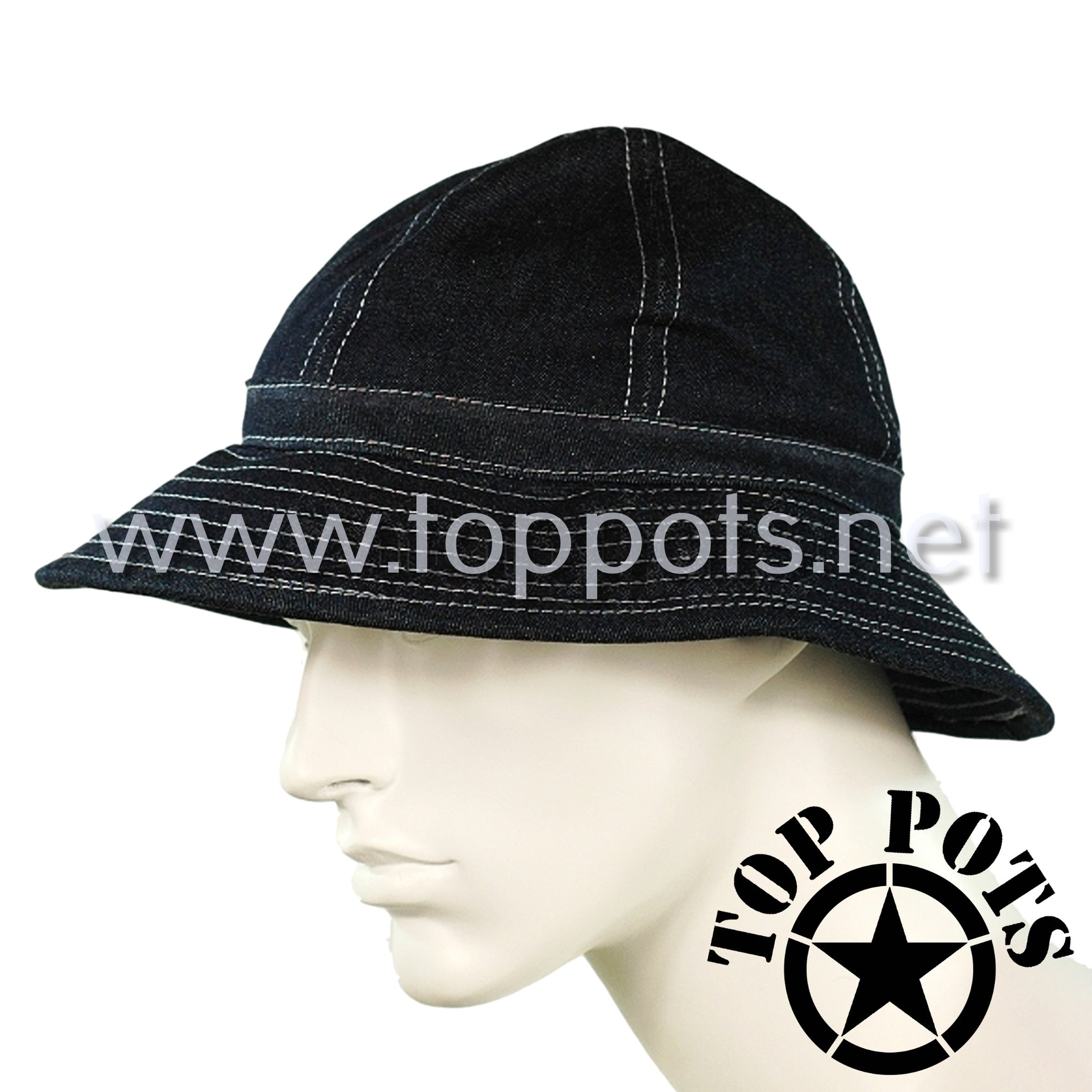 Featured Uniform - Reproduction WWII US Army Enlisted Uniform Daisy May Fatique Cap - Indigo Blue Denim (Hat Only)