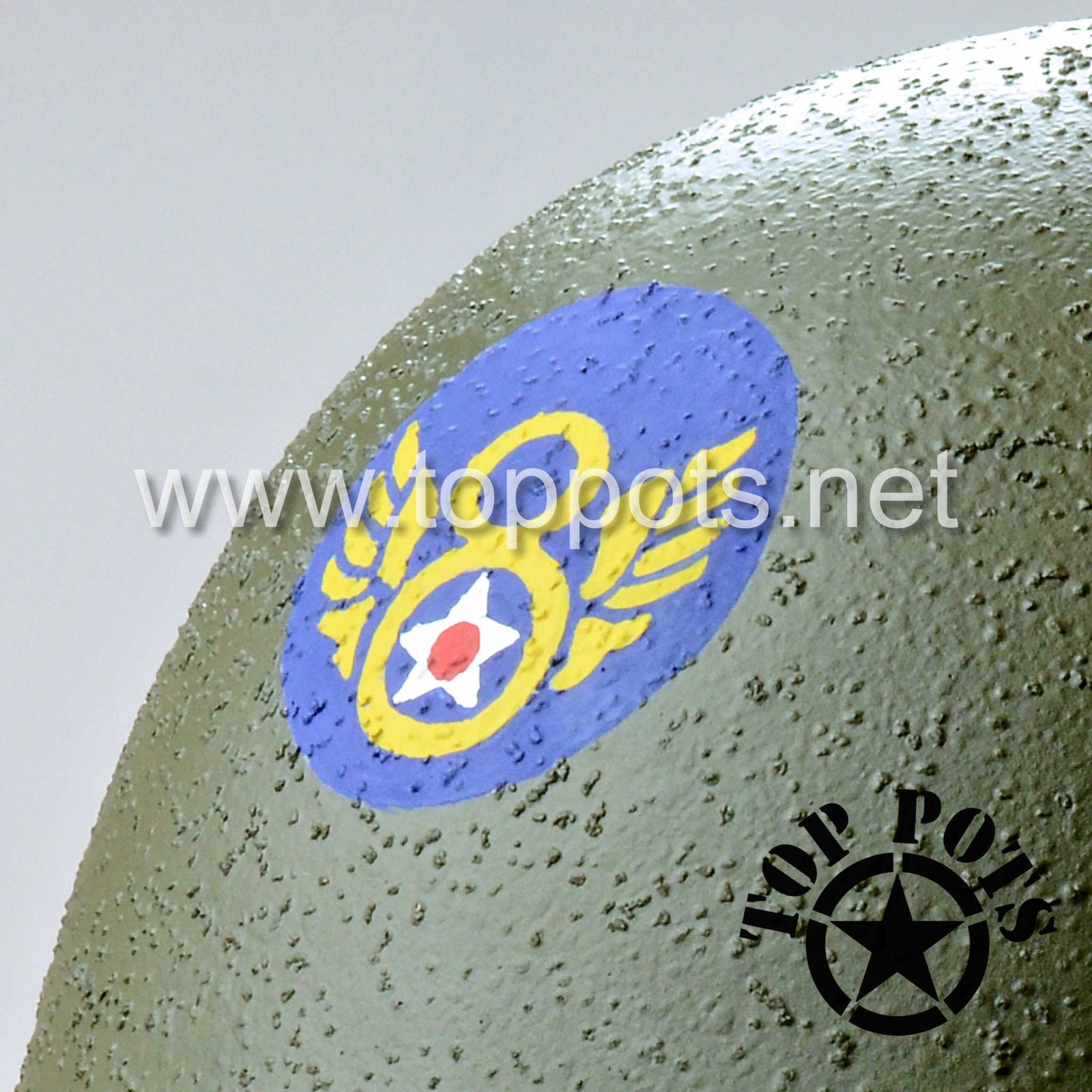 WWII US Army Air Corps Eighth Air Force VIII Bomber Command M3 Flak Helmet Hand Painted Emblem (Restoration Service Addition Only)