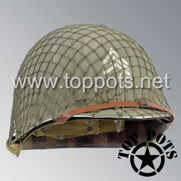WWII US Army Aged Original M1 Infantry Helmet Fix Bale Shell and Liner ...