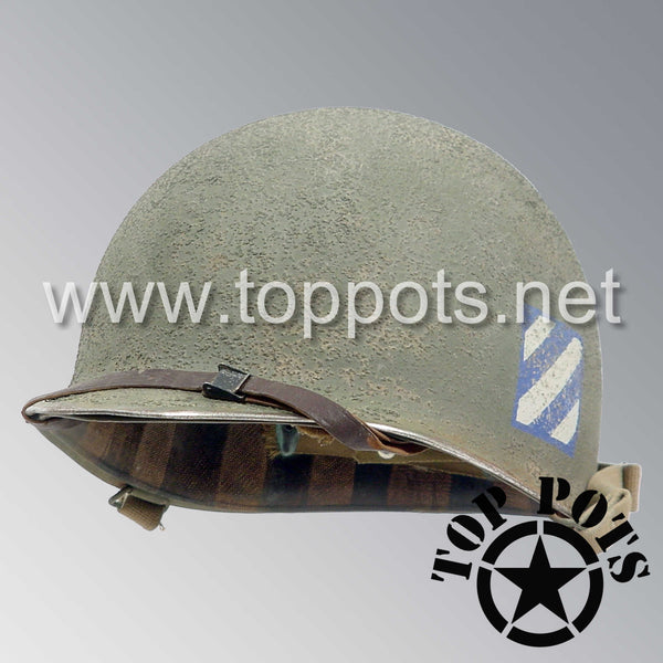 WWII US Army Aged Original M1 Infantry Helmet Swivel Bale Shell and Li ...