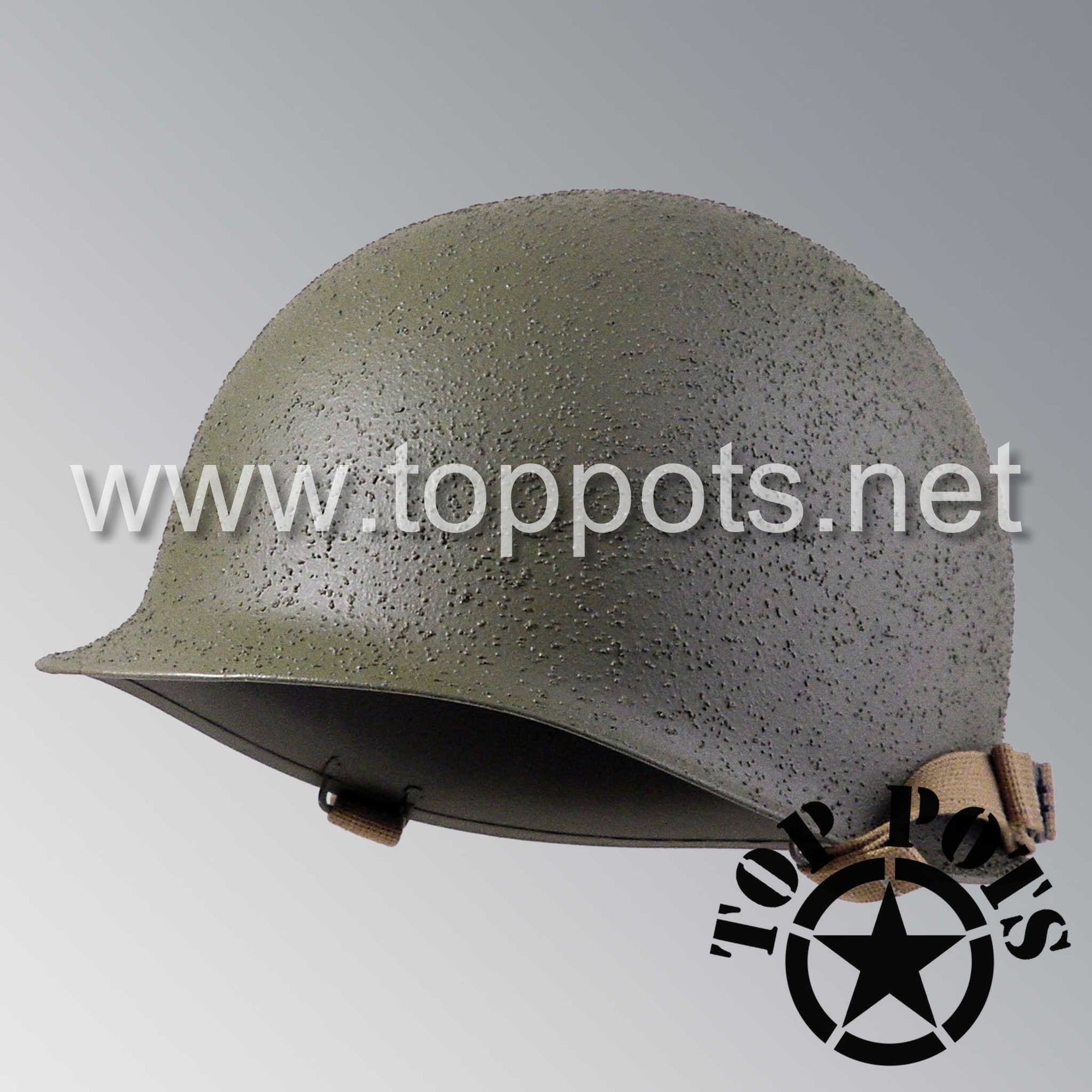 WWII US Army Restored Original M1 Infantry Helmet Fix Bale McCord Shell with Chinstraps