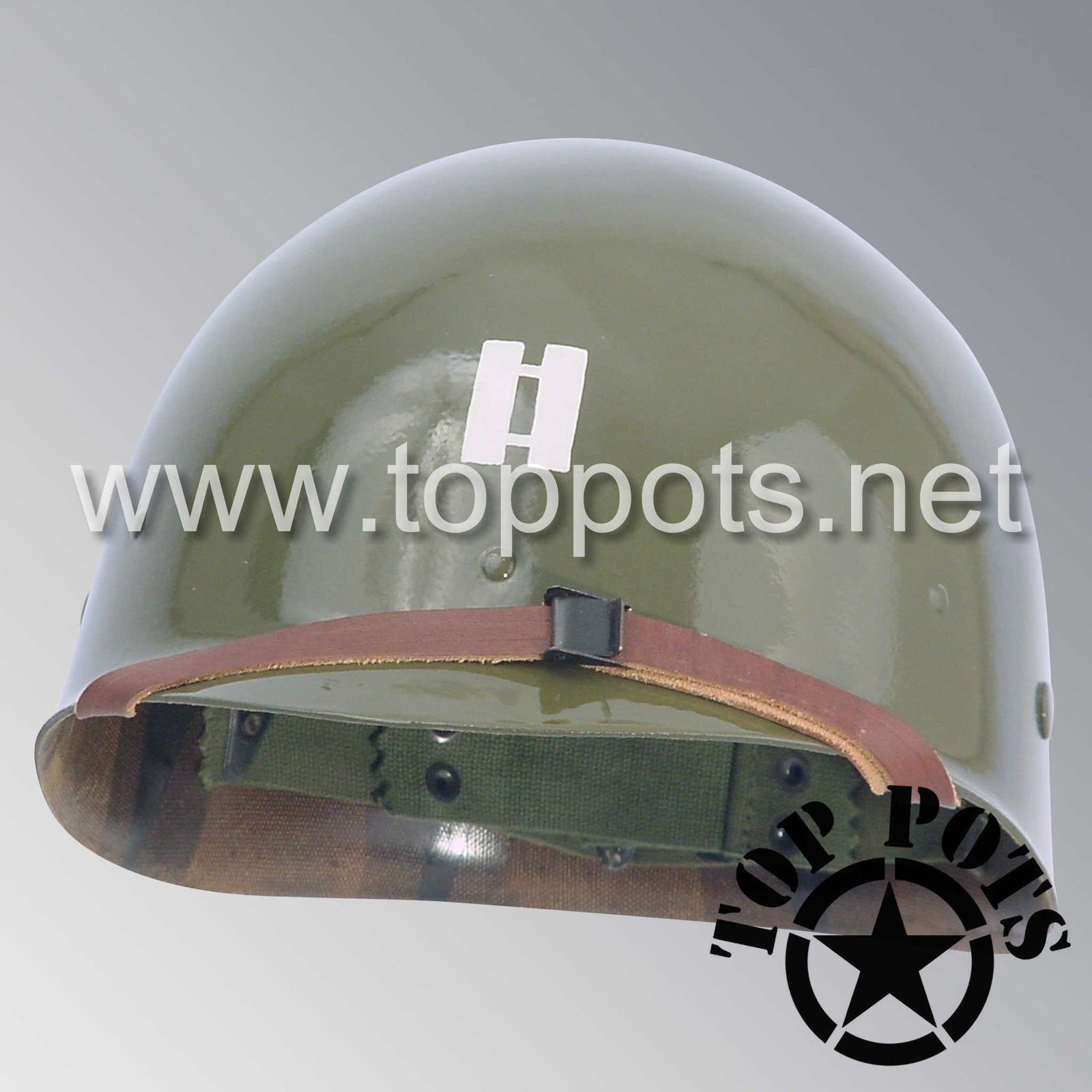 Vietnam War US Army Original M1 Infantry Helmet P55 Liner with Officer Emblem