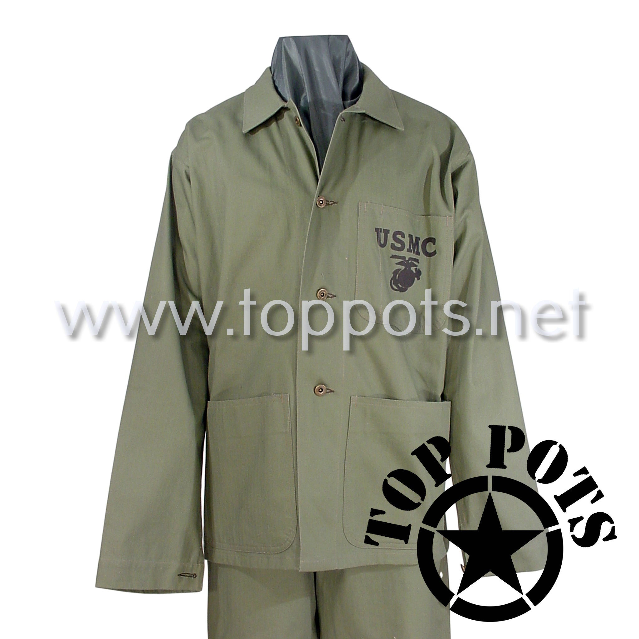 WWII USMC Reproduction M1941 P41 Cotton HBT Uniform Herring Bone 