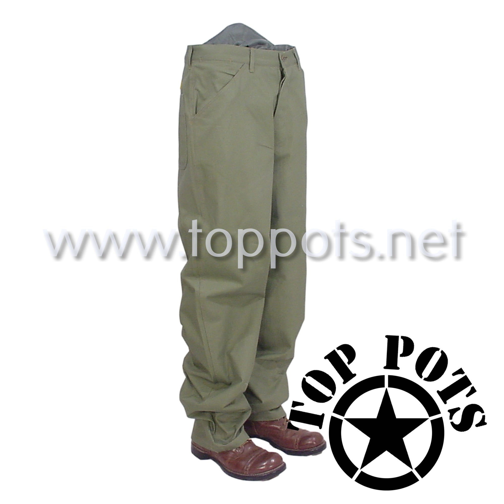 WWII USMC Reproduction M1941 P41 Cotton HBT Uniform Herring Bone Twill Olive Drab Field Utility Fatigue Trouser Pants