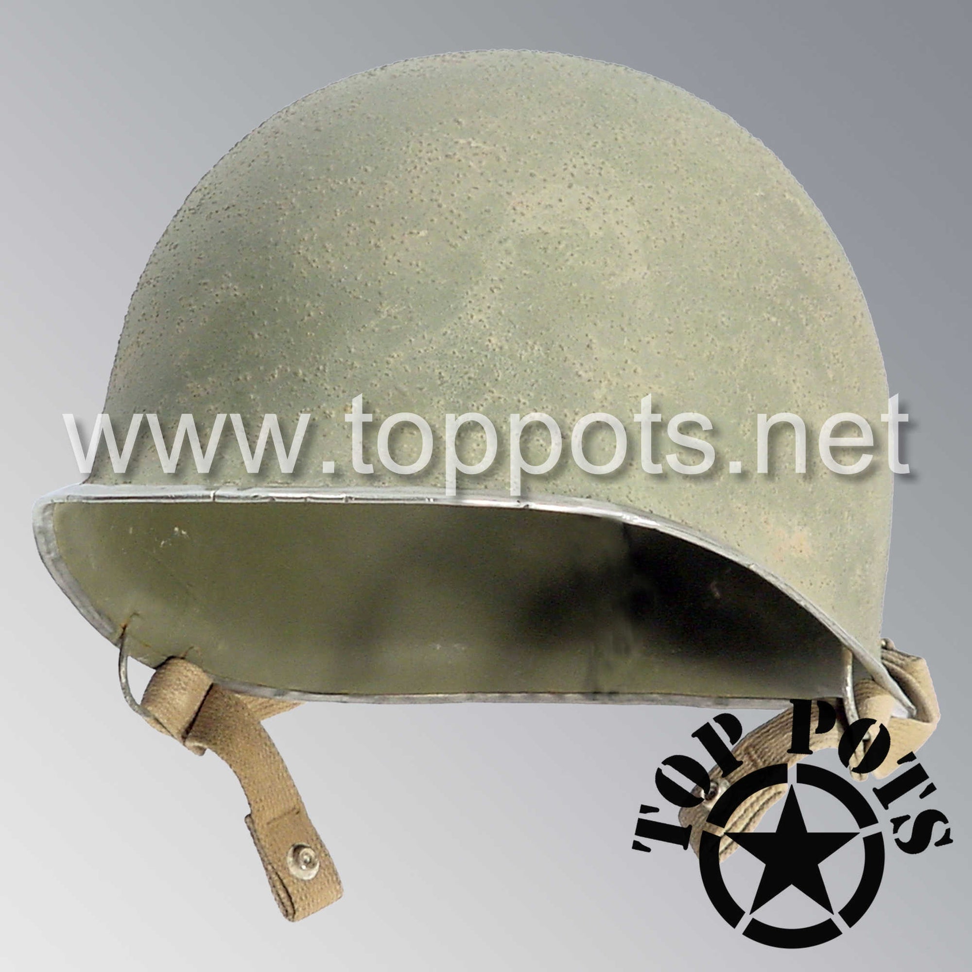 WWII US Army Aged Original M2 Paratrooper Airborne Helmet D Bale Shell with Chinstraps