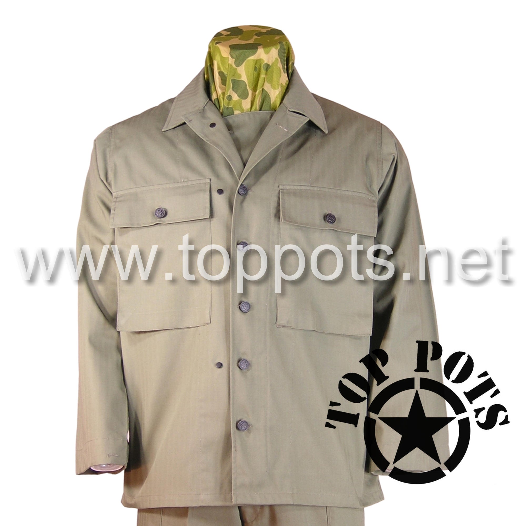 WWII US Army Reproduction M1942 Cotton HBT Uniform Herring Bone Twill Field Fatigue Jacket (JACKET ONLY)