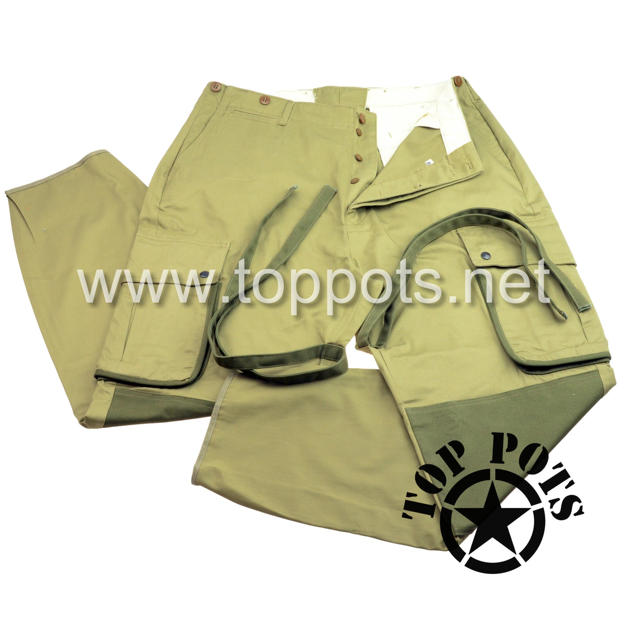 WWII US Army Reproduction M1942 Cotton Enlisted Paratrooper Combat Uniform Airborne Trousers – Pant, Parachute Jumper, M1942 (D Day Modified)