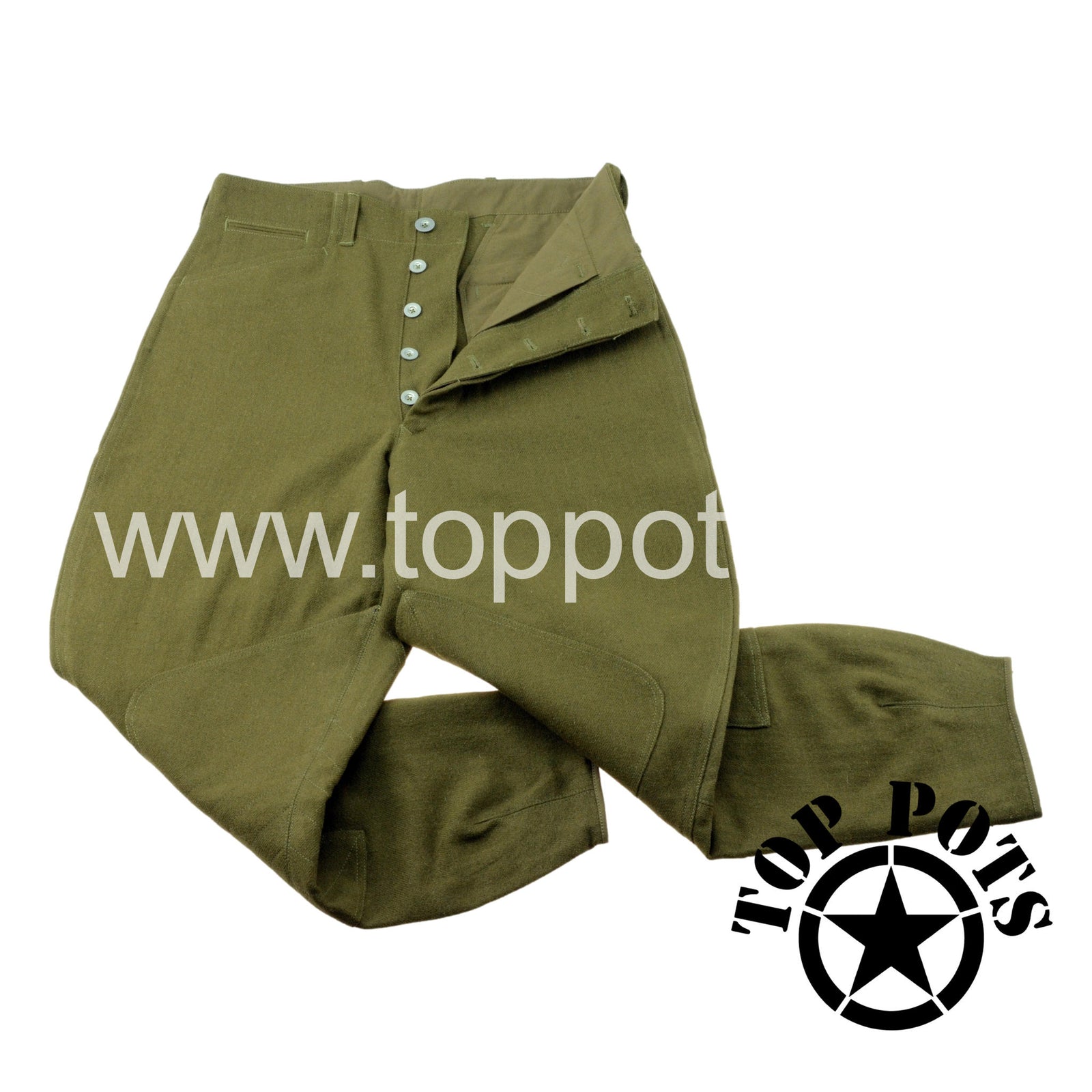 WWI US Army Reproduction American Doughboy M1917 Wool Enlisted Uniform Trouser Pant Breeches