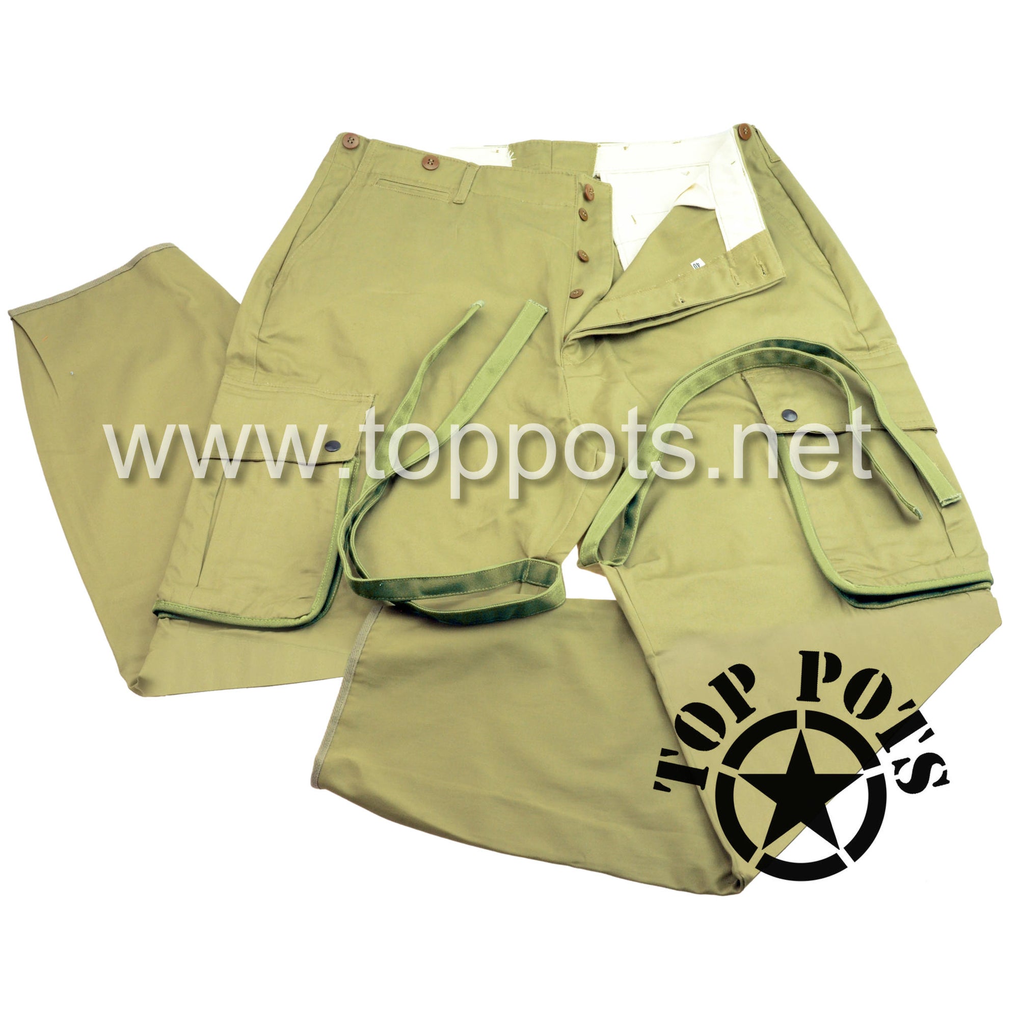 WWII US Army Reproduction M1942 Cotton Enlisted Paratrooper Combat Uniform Airborne Pants – Trousers, Parachute Jumper, M1942