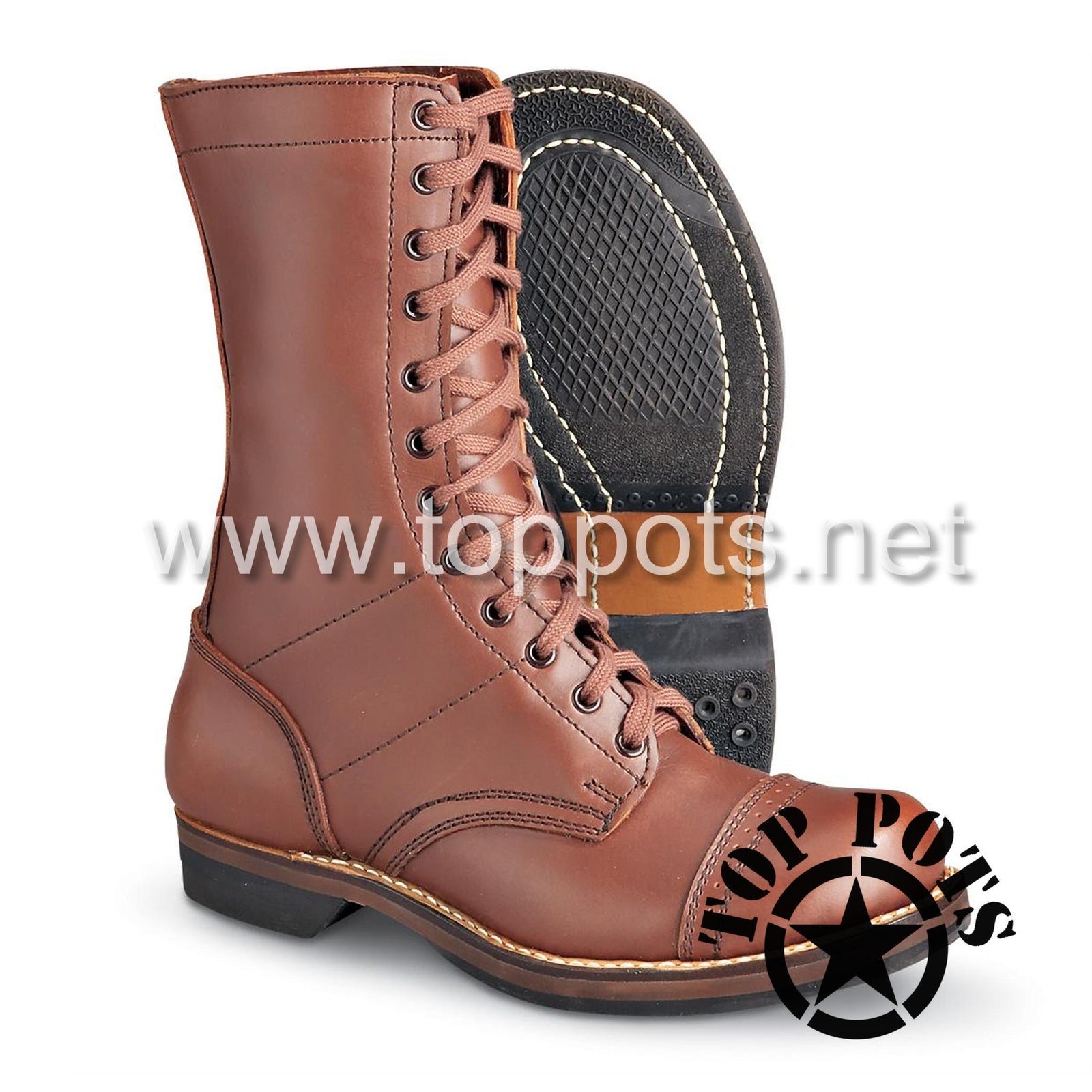 WWII US Army Reproduction Paratrooper Airborne Jump Boots – Russet Brown