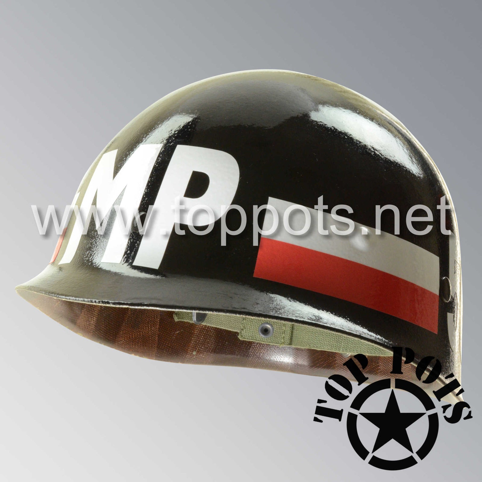 Vietnam War US Army Original M1 Infantry Helmet P55 Liner 503rd MP Battalion 6th Military Police Group 3rd Army Emblem