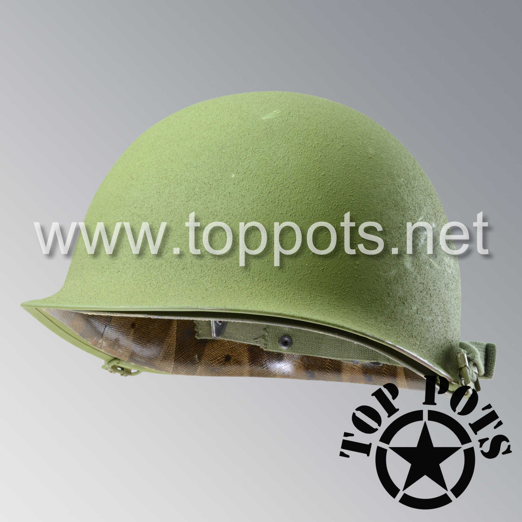Vietnam War US Army Original M1 Infantry Helmet Swivel Bale Shell and P55 Liner