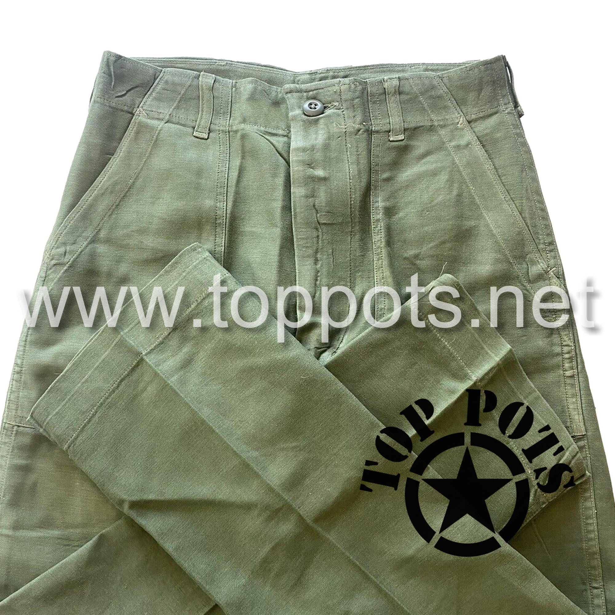 Vietnam War US Army Reproduction Cotton Sateen OG-107 Utility Uniform Fatigue Pants – Type I (1952 -1963)
