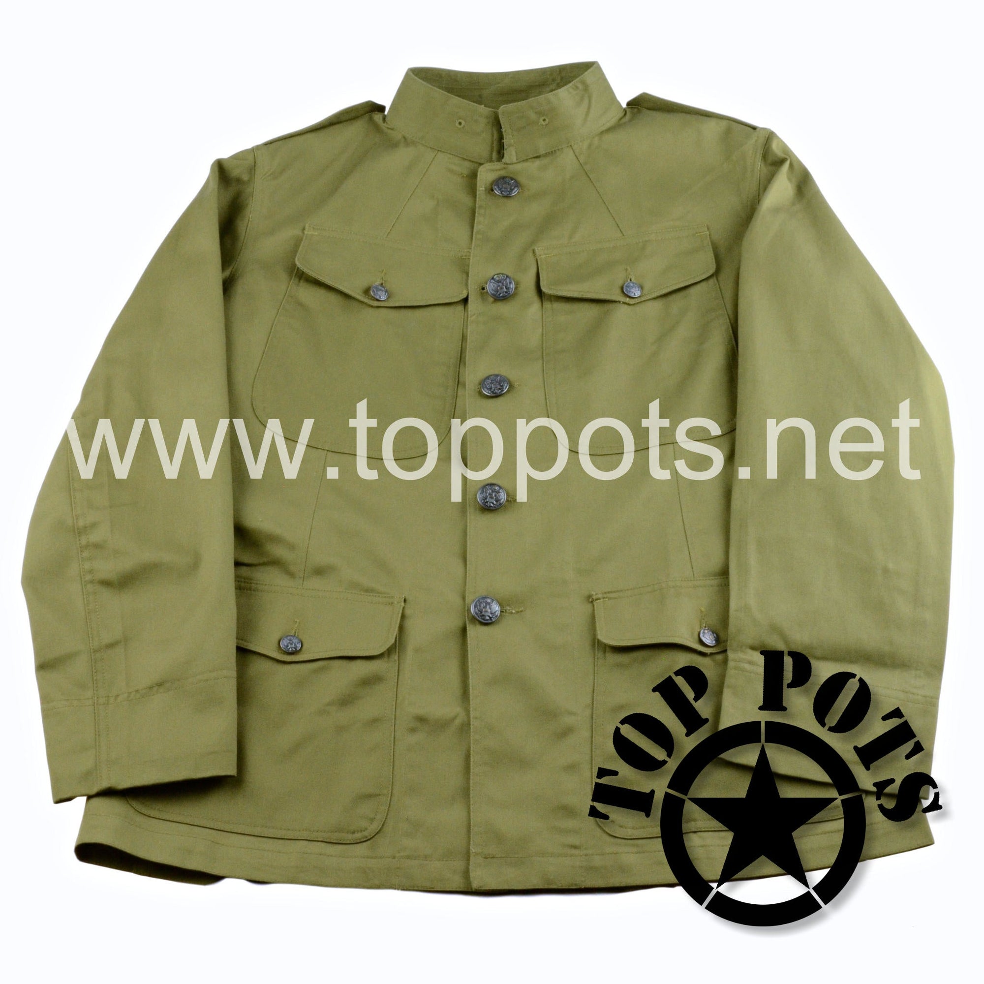 WWI US Army Reproduction American Doughboy M1912 Cotton Enlisted Summer Uniform Jacket and Pant Purchase (50" Chest and 44" Waist)
