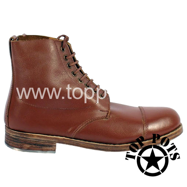 WWI British Army Reproduction Brown Leather Officer Uniform Ammo Ankle Boots