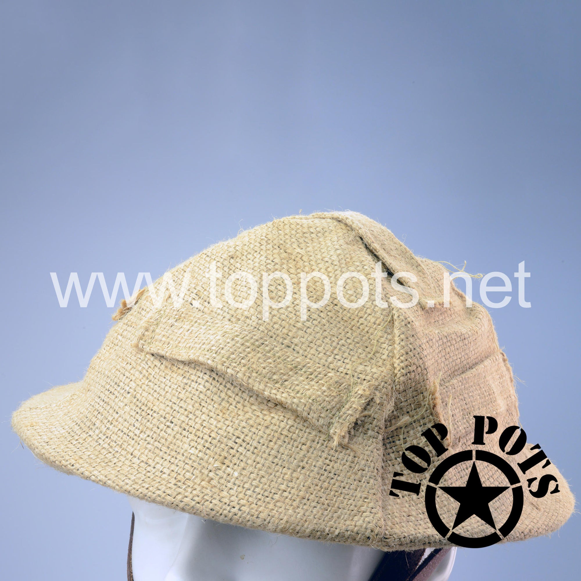 WWI Canadian Army Reproduction M1916 MKI Enlisted Brodie Helmet with Burlap Cover – Textured Finish