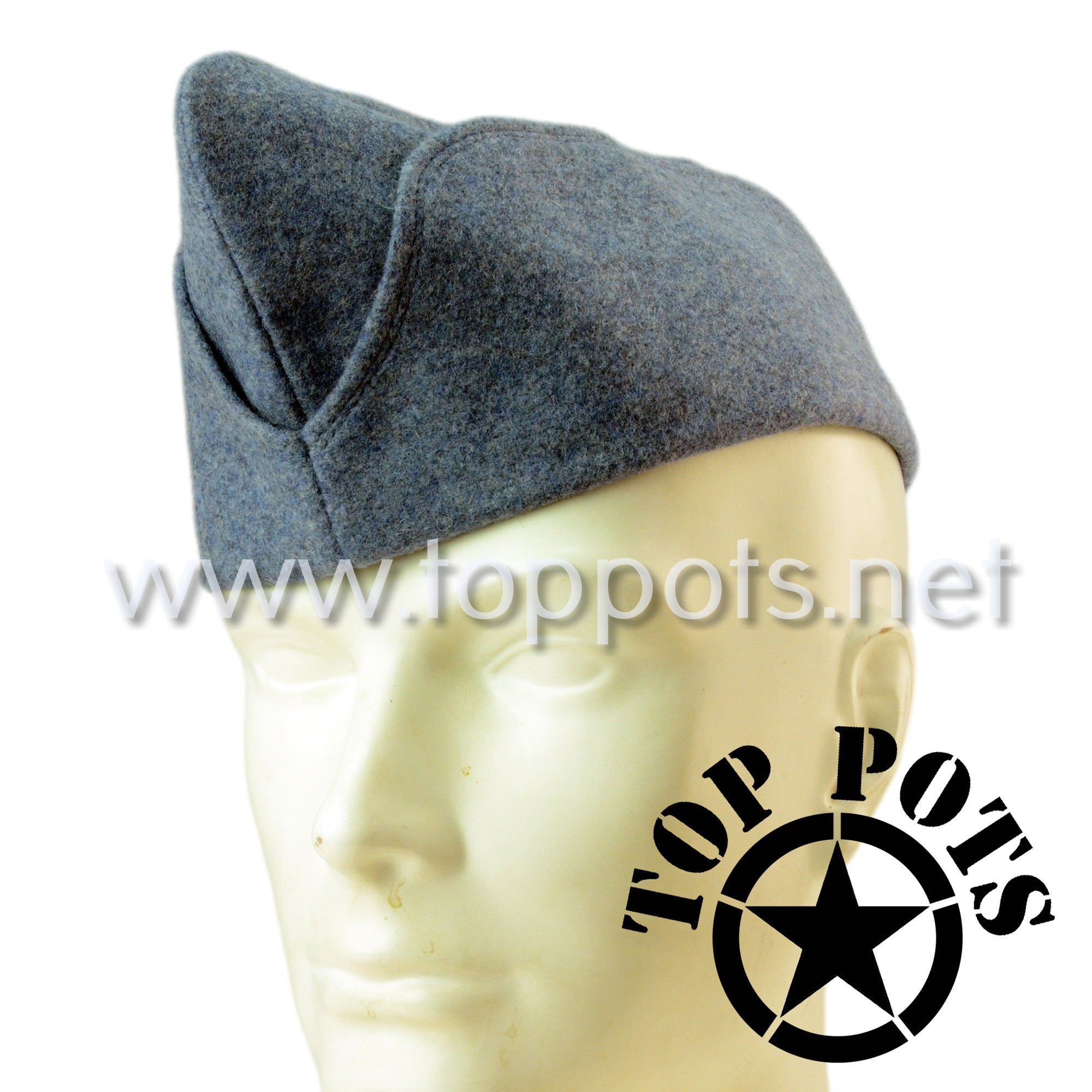 WWI French Army Reproduction Model 1915 Horizon Blue Wool Uniform Side Cap - Bonnet de Police Bleu Horizon