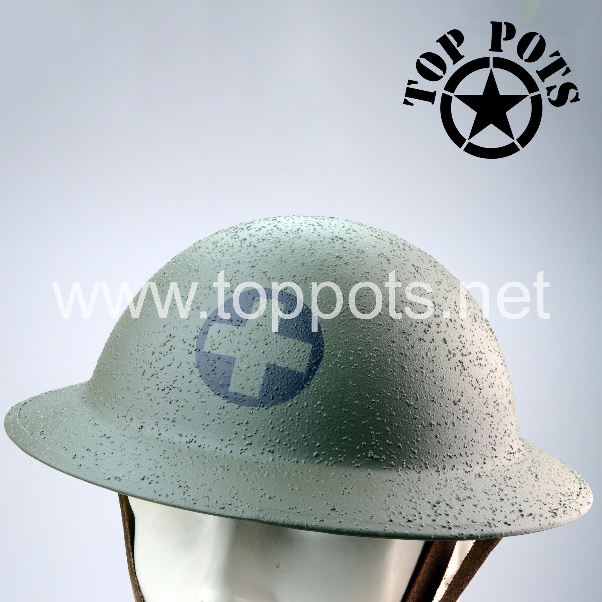 WWI US Army Reproduction American Doughboy M1917 Enlisted Brodie Helmet and Liner with subdued 33rd Infantry Division Emblem – Textured Finish