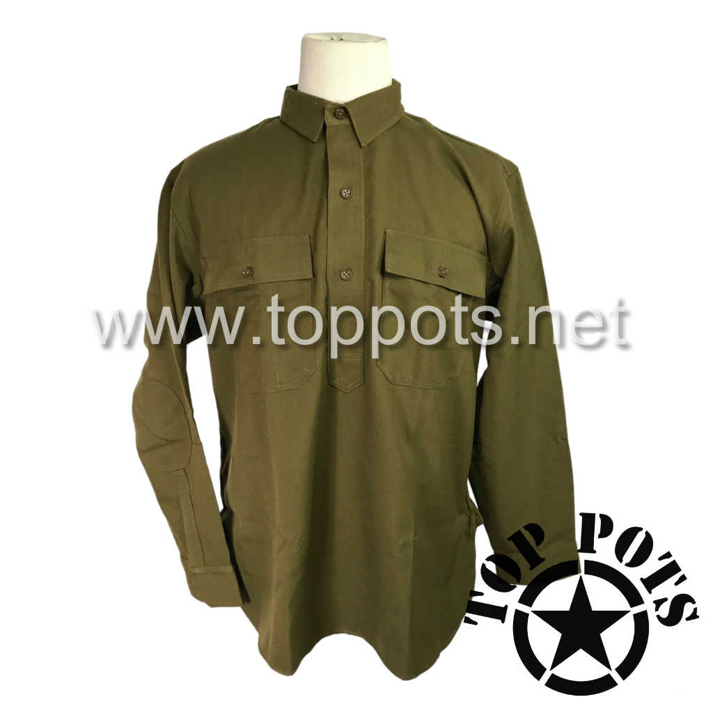 WWI US Army Reproduction American Doughboy M1916 Cotton Poplin Enlisted Pullover Uniform Shirt - Four Button