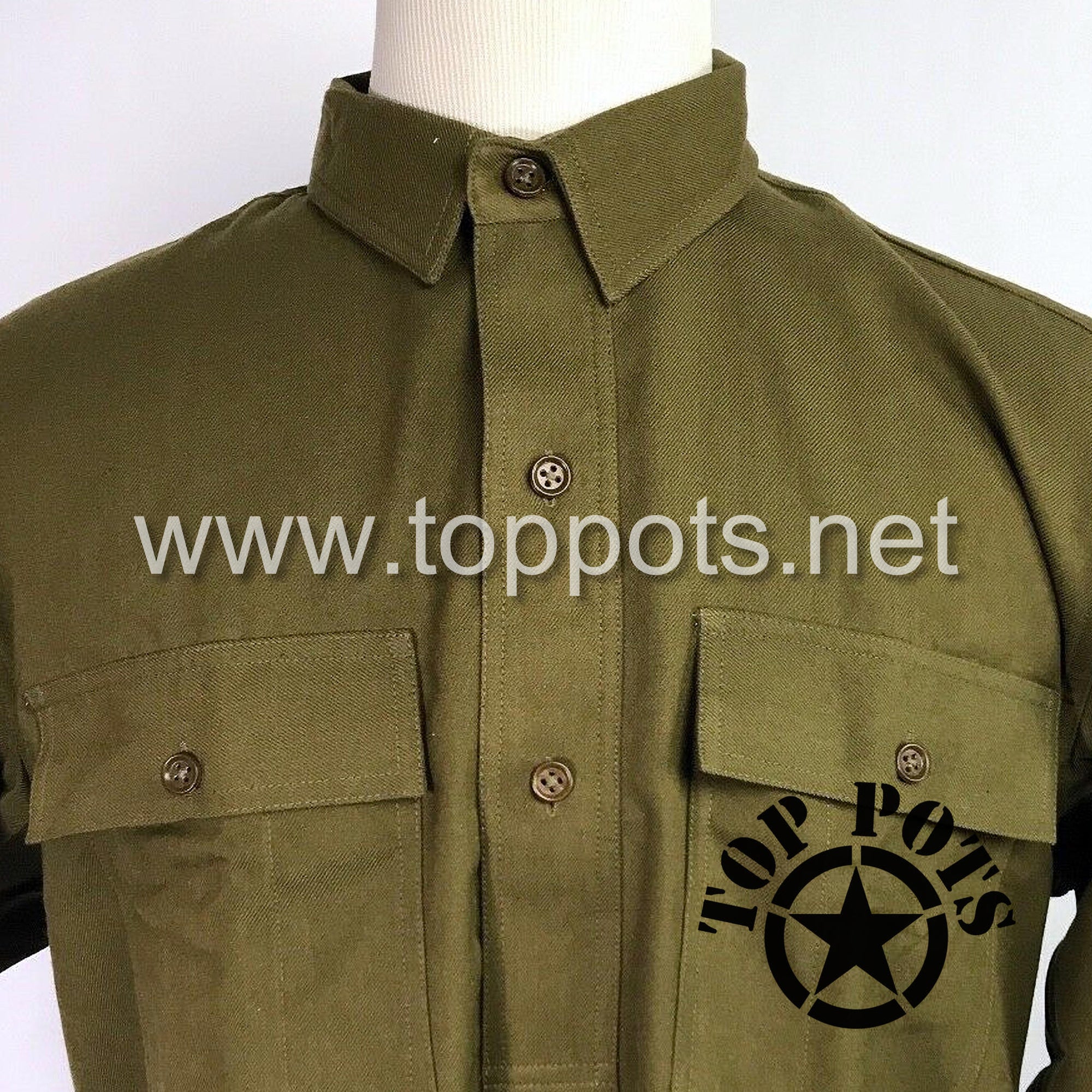 WWI US Army Reproduction American Doughboy M1916 Wool Flannel Enlisted Pullover Uniform Shirt