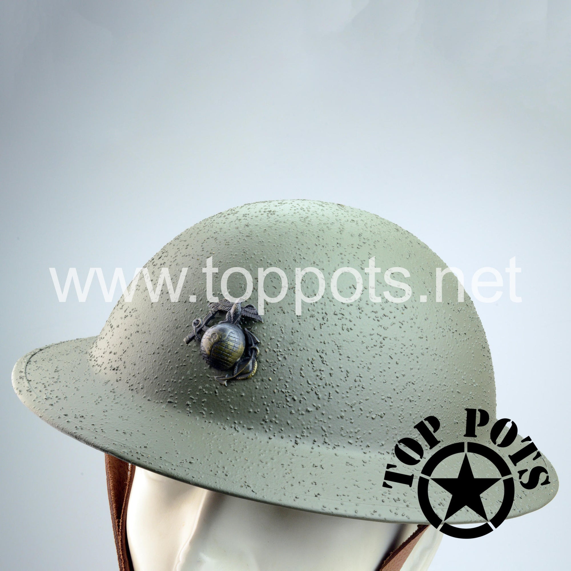 WWI USMC Reproduction Marine Corps Brodie Helmet and Liner with EGA – Textured Finish