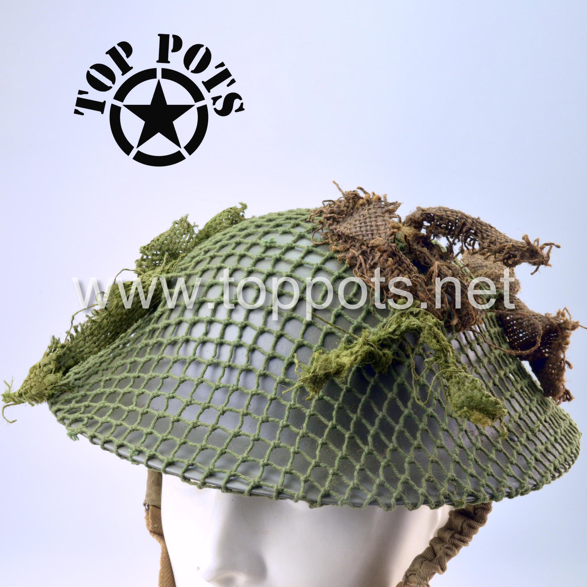 WWII British Army Reproduction MKII MK2 Enlisted Brodie Helmet with Original Helmet Net – Smooth Finish