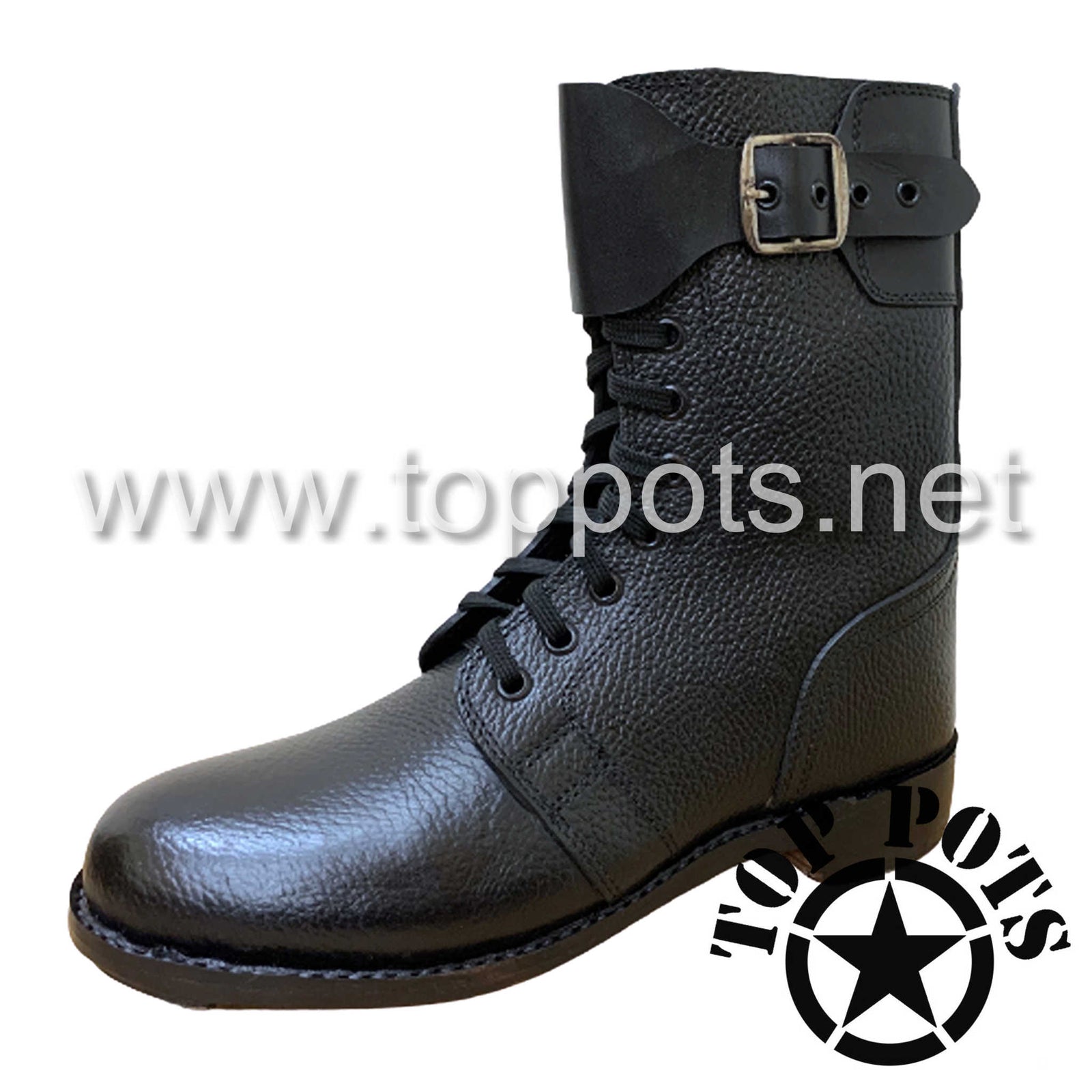 WWII Canadian Army Reproduction M1942 Black Leather Ammo Buckle Boots – Third Division Boots