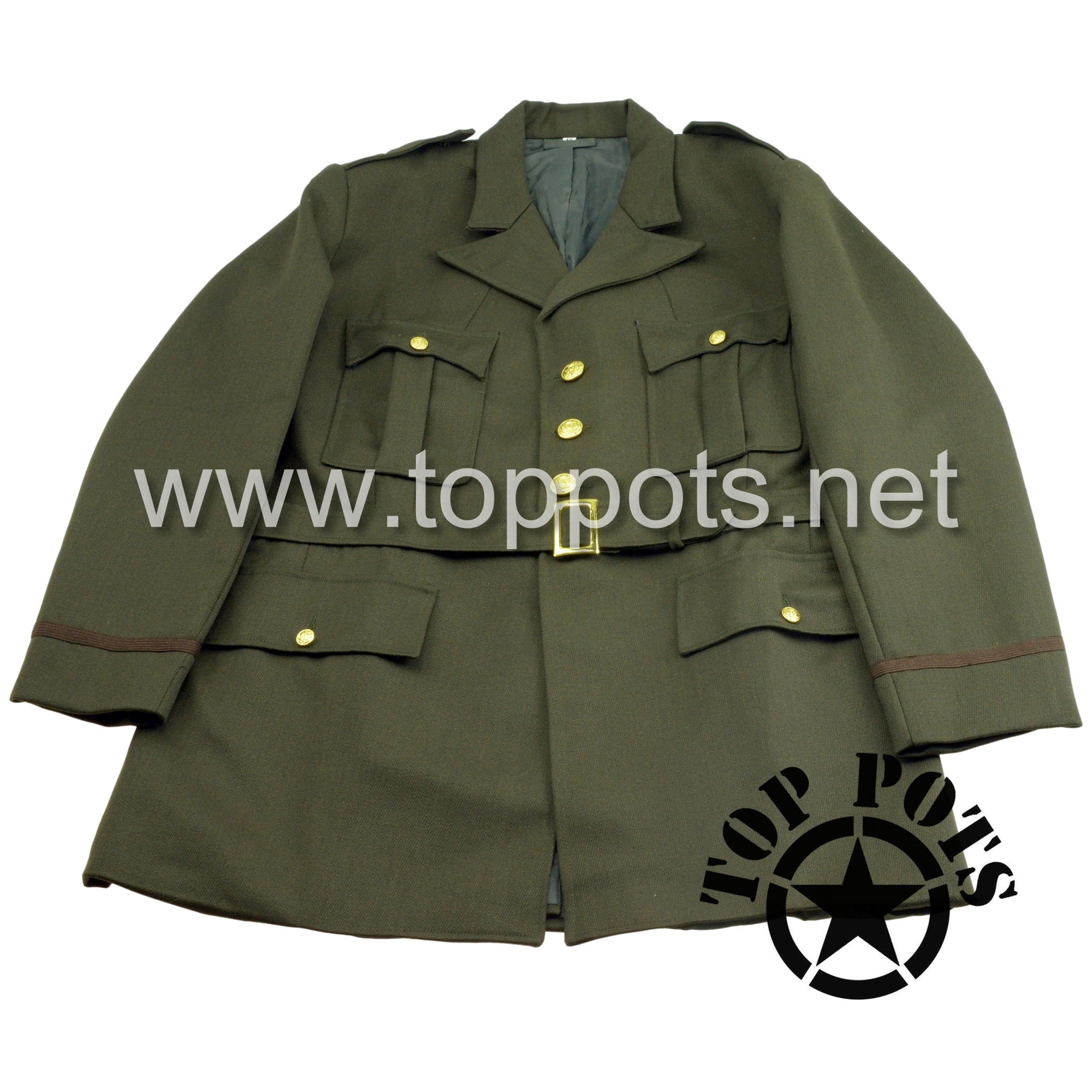 WWII US Army Reproduction Chocolate Wool Elastique Officer Class A Uniform Jacket - Dress Uniform Coat