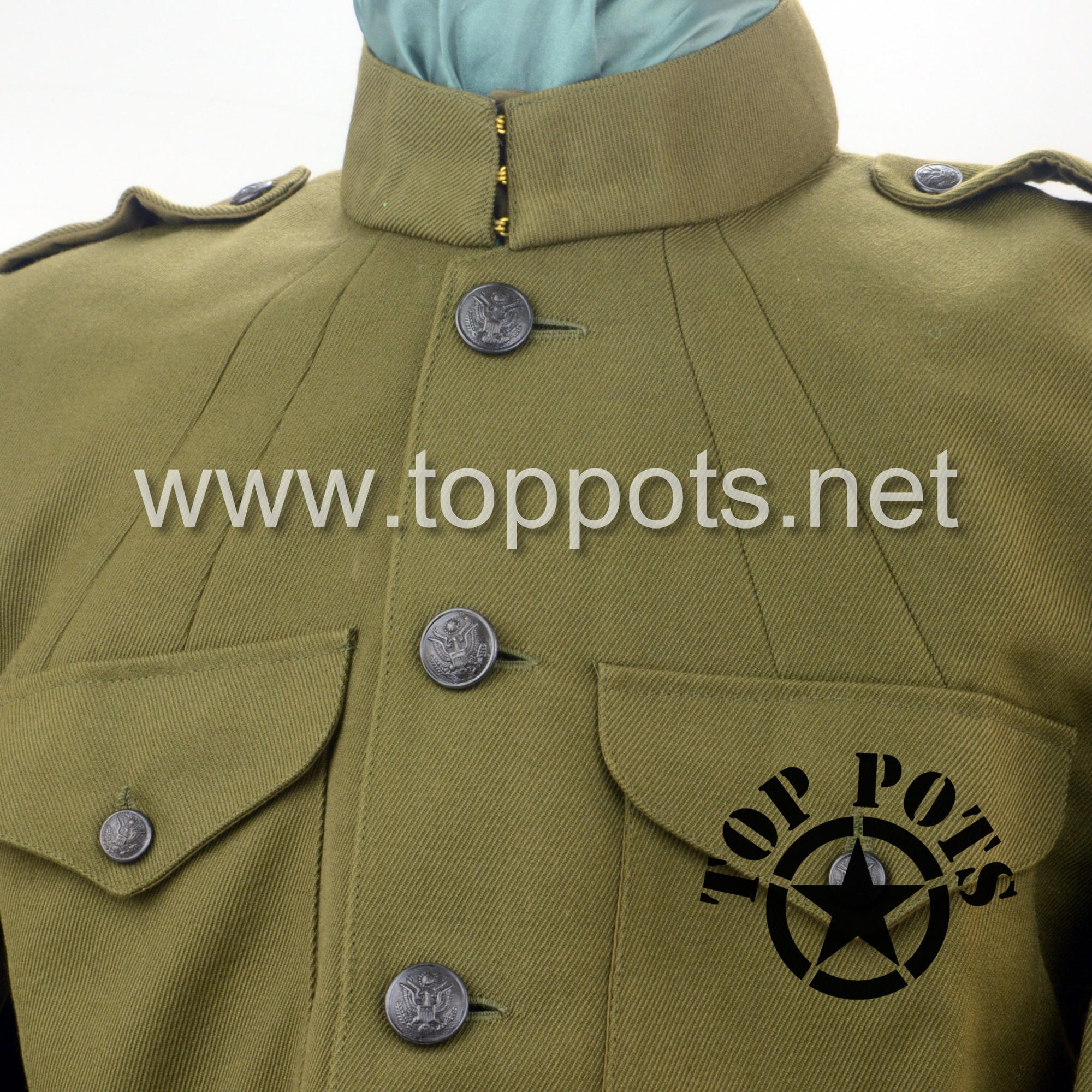WWI US Army Reproduction Wool Officer Uniform Whipcord Jacket Tunic Coat