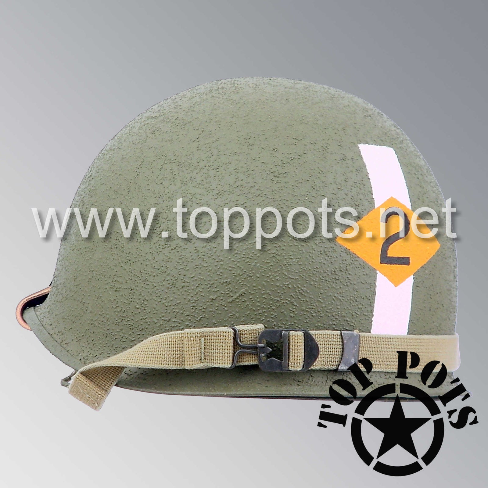 WWII US Army Restored Original M1 Infantry Helmet Swivel Bale Shell and Liner with 2nd Ranger Officer Captain Miller Metal Rank